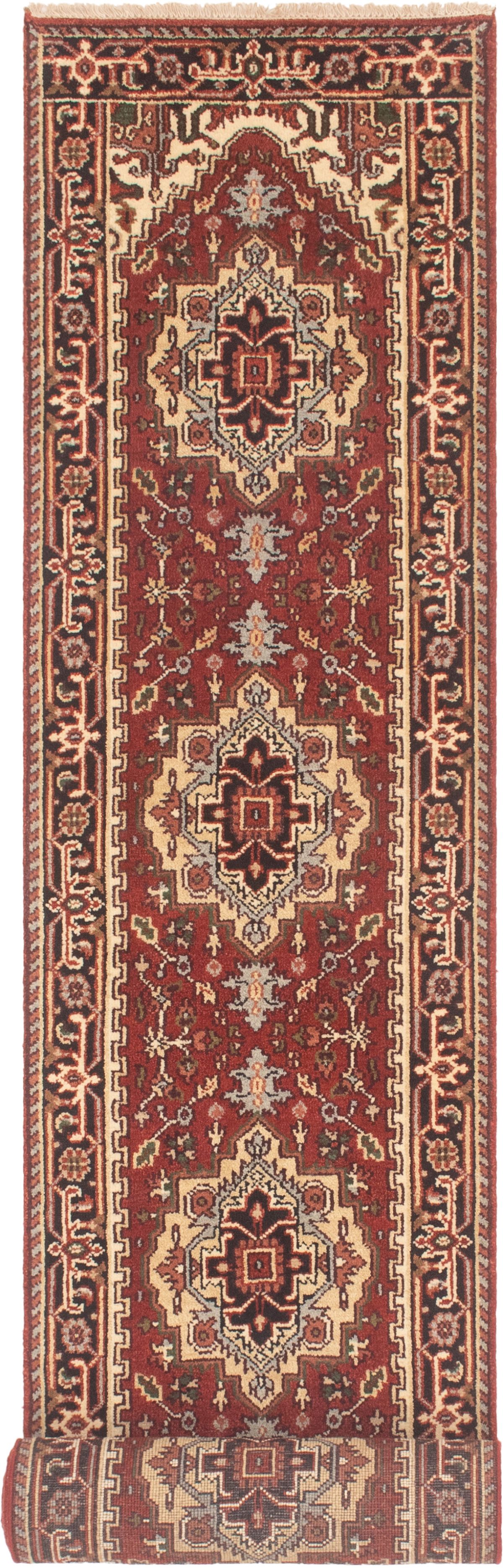 Hand-knotted Serapi Heritage Dark Red Wool Rug 2'6" x 15'11" Size: 2'6" x 15'11"  