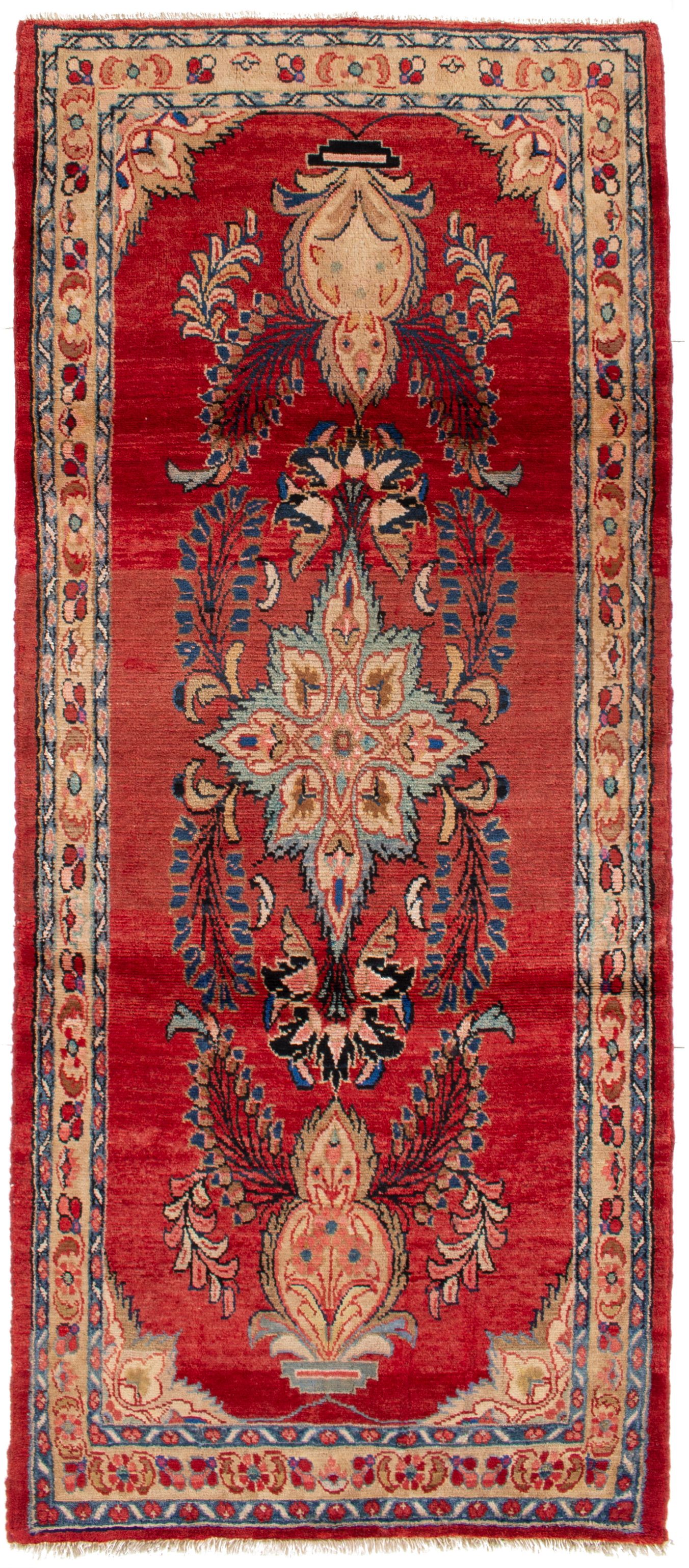 Hand-knotted Sarough  Wool Rug 3'5" x 8'8" Size: 3'5" x 8'8"  