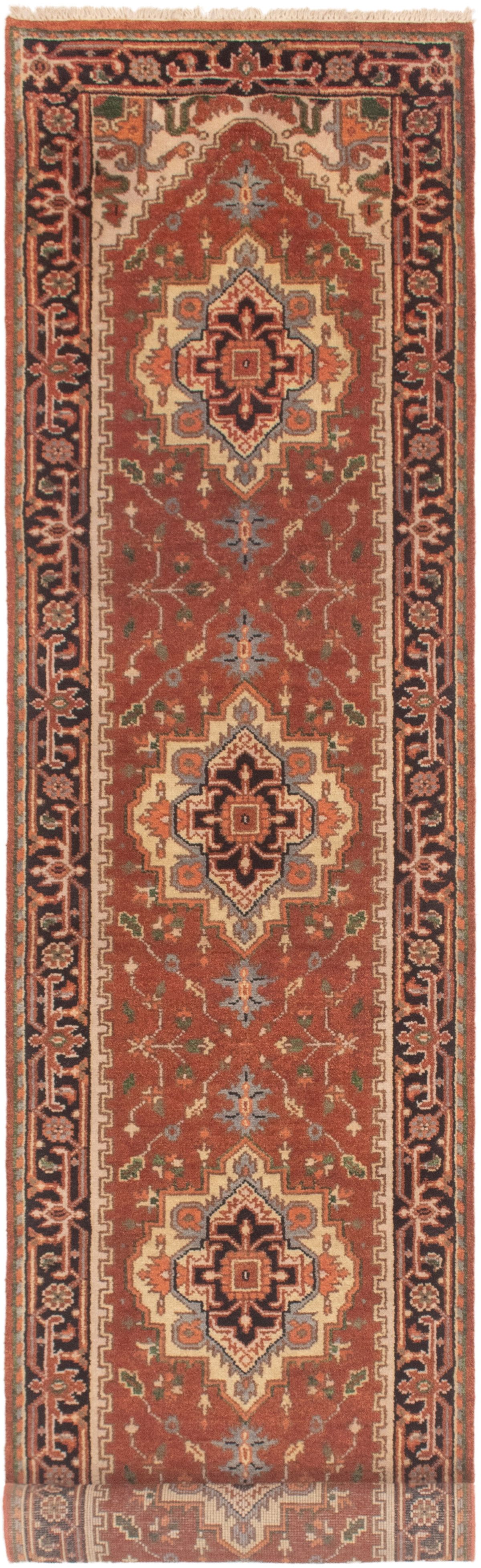 Hand-knotted Serapi Heritage Dark Copper Wool Rug 2'6" x 11'11"  Size: 2'6" x 11'11"  