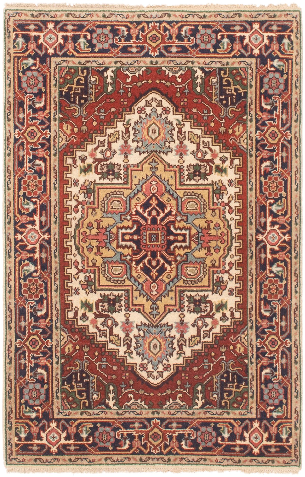 Hand-knotted Serapi Heritage Cream Wool Rug 3'11" x 6'1" Size: 3'11" x 6'1"  