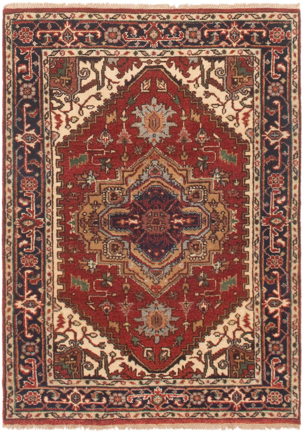 Hand-knotted Serapi Heritage Red Wool Rug 4'2" x 5'10" Size: 4'2" x 5'10"  