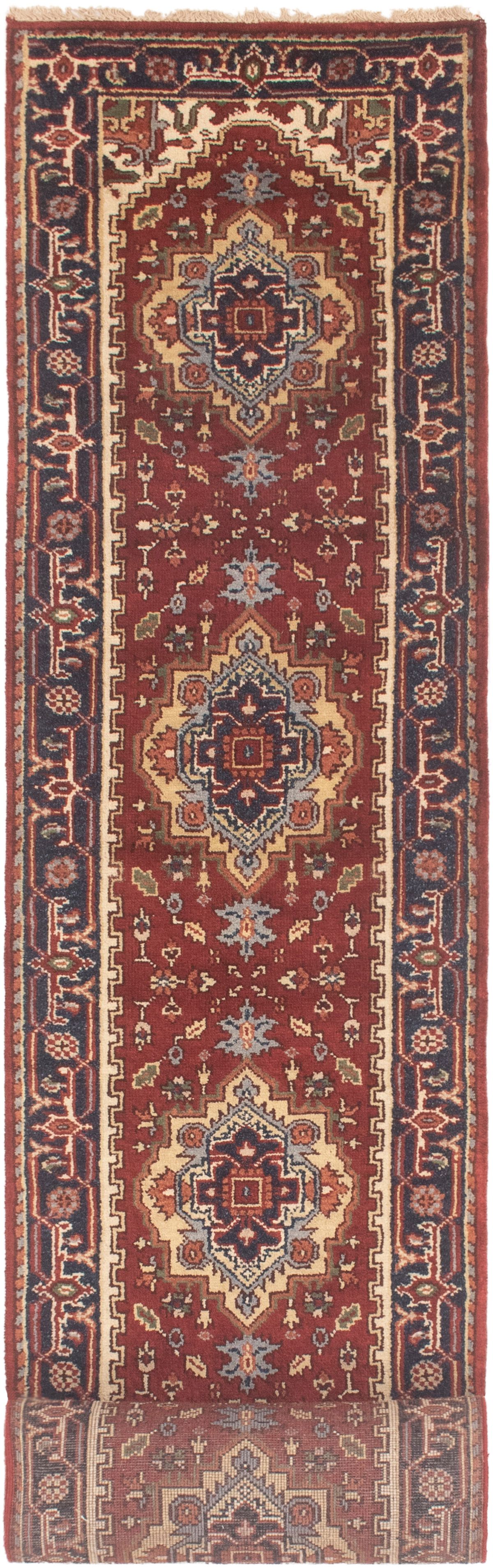 Hand-knotted Serapi Heritage Dark Red Wool Rug 2'5" x 19'10" Size: 2'5" x 19'10"  