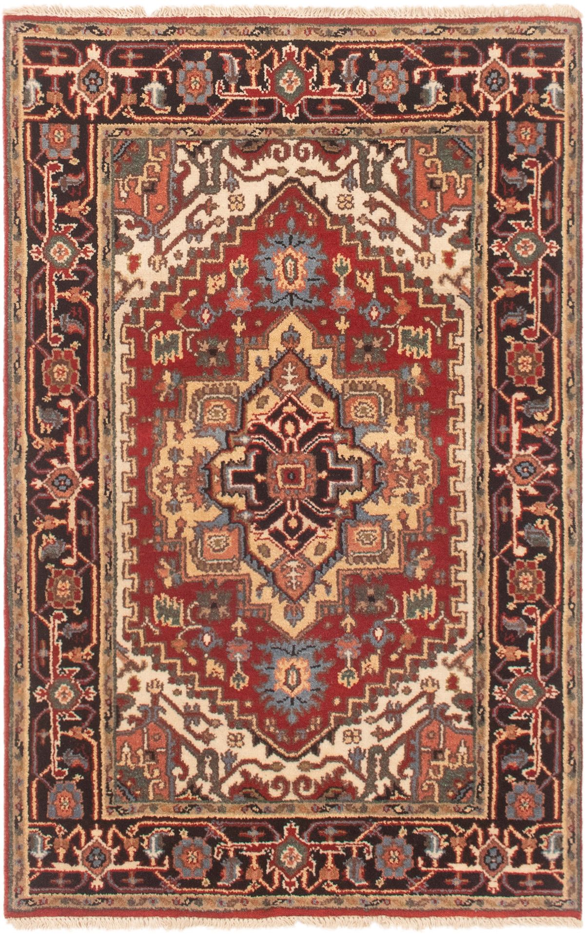 Hand-knotted Serapi Heritage Red Wool Rug 3'9" x 5'10" Size: 3'9" x 5'10"  