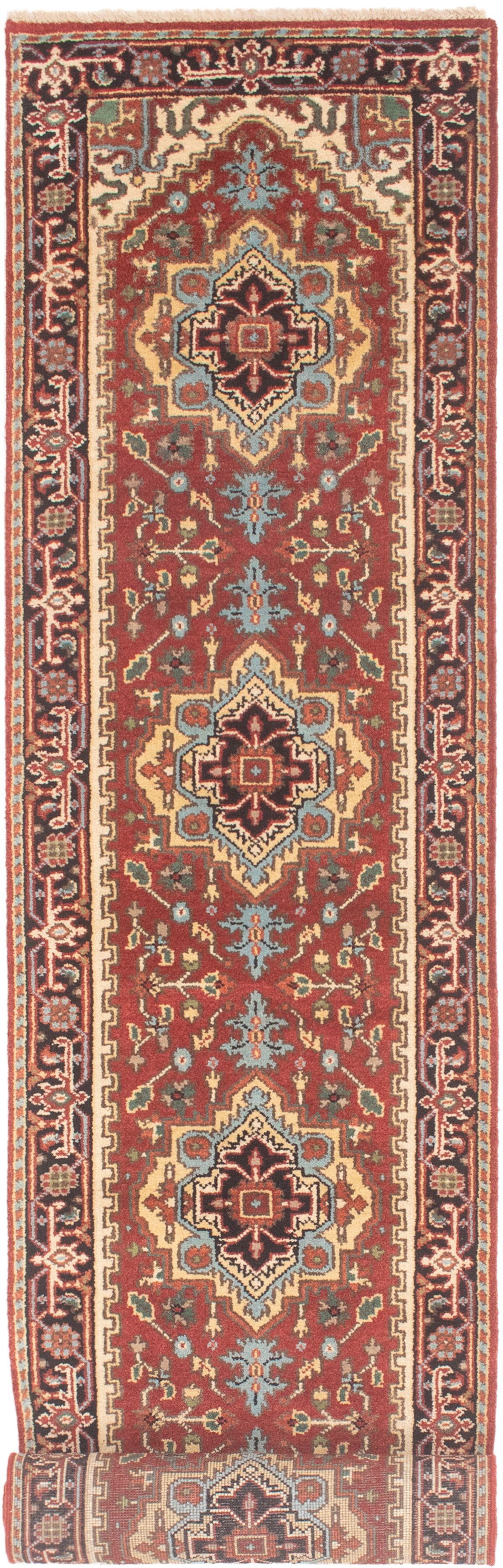Hand-knotted Serapi Heritage Dark Red Wool Rug 2'6" x 15'9"  Size: 2'6" x 15'9"  