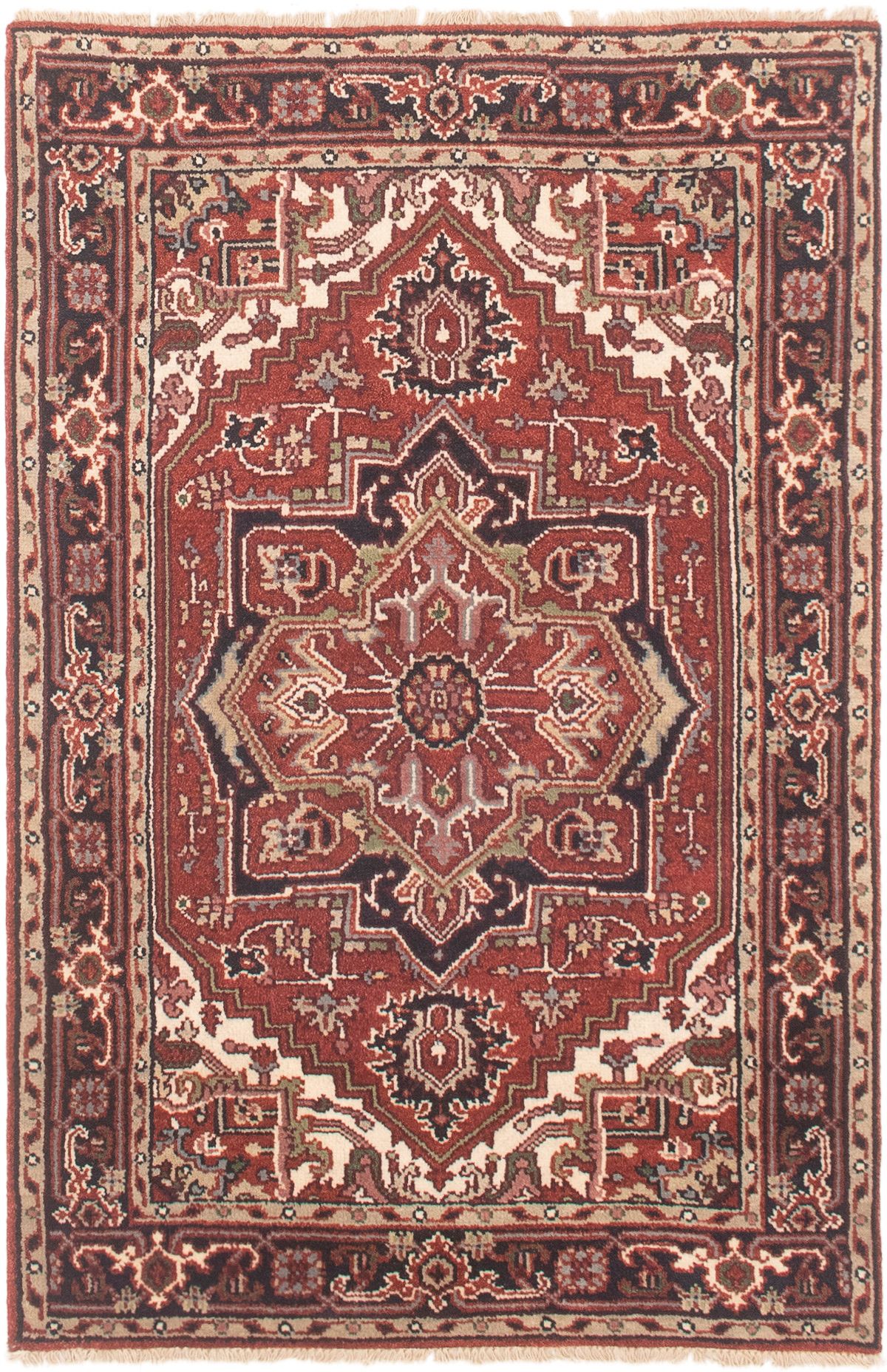 Hand-knotted Serapi Heritage Dark Red Wool Rug 3'11" x 6'0"  Size: 3'11" x 6'0"  