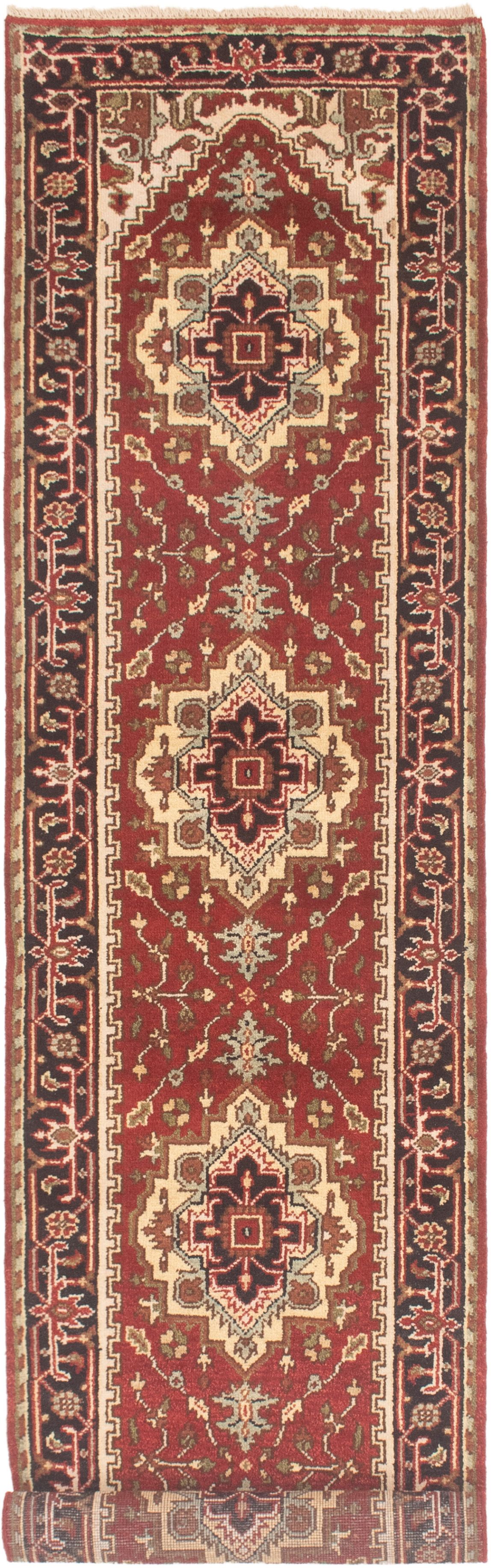 Hand-knotted Serapi Heritage Dark Red Wool Rug 2'8" x 12'0"  Size: 2'8" x 12'0"  