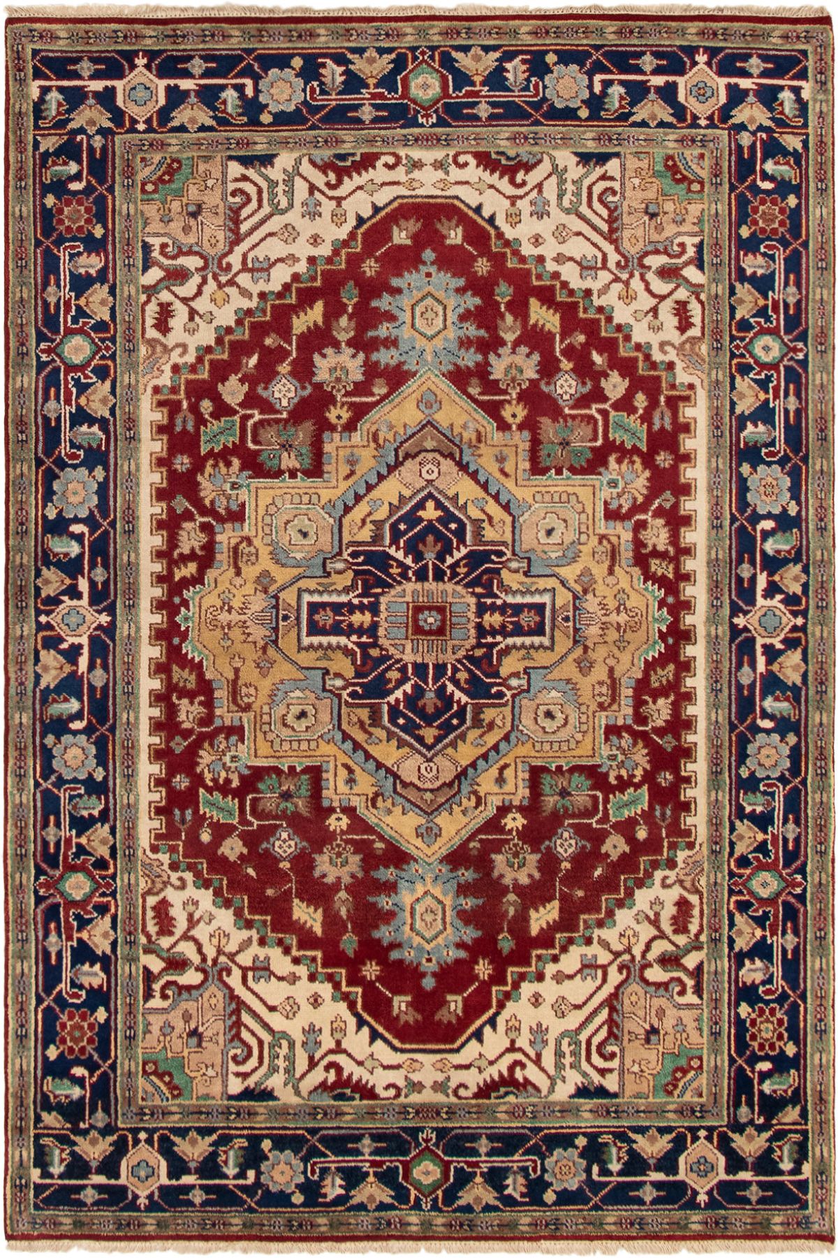 Hand-knotted Serapi Heritage Dark Red Wool Rug 5'11" x 8'10" Size: 5'11" x 8'10"  