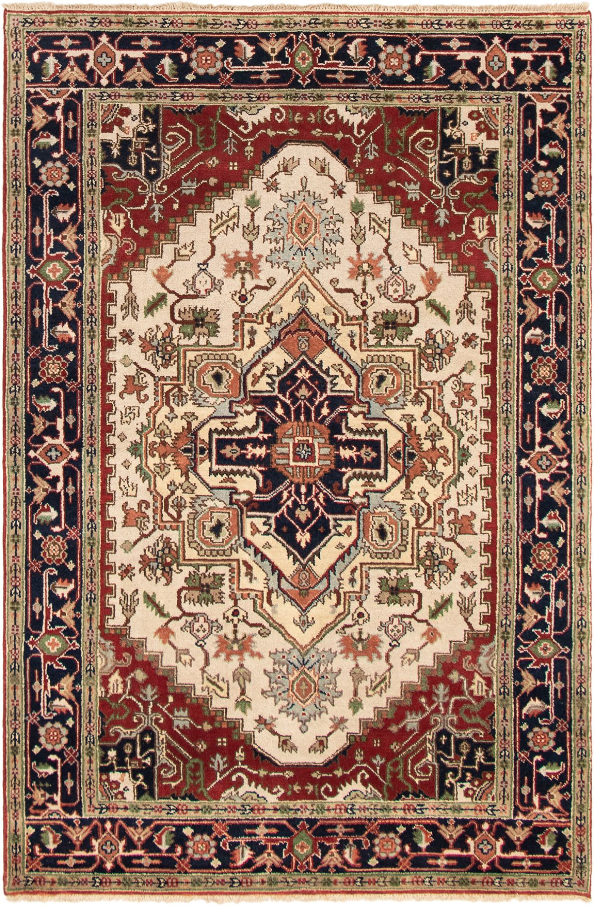 Hand-knotted Serapi Heritage Ivory Wool Rug 5'9" x 8'9" Size: 5'9" x 8'9"  