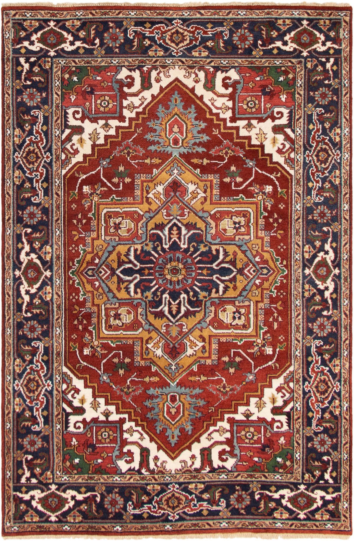 Hand-knotted Serapi Heritage Dark Red Wool Rug 5'10" x 8'11"  Size: 5'10" x 8'11"  