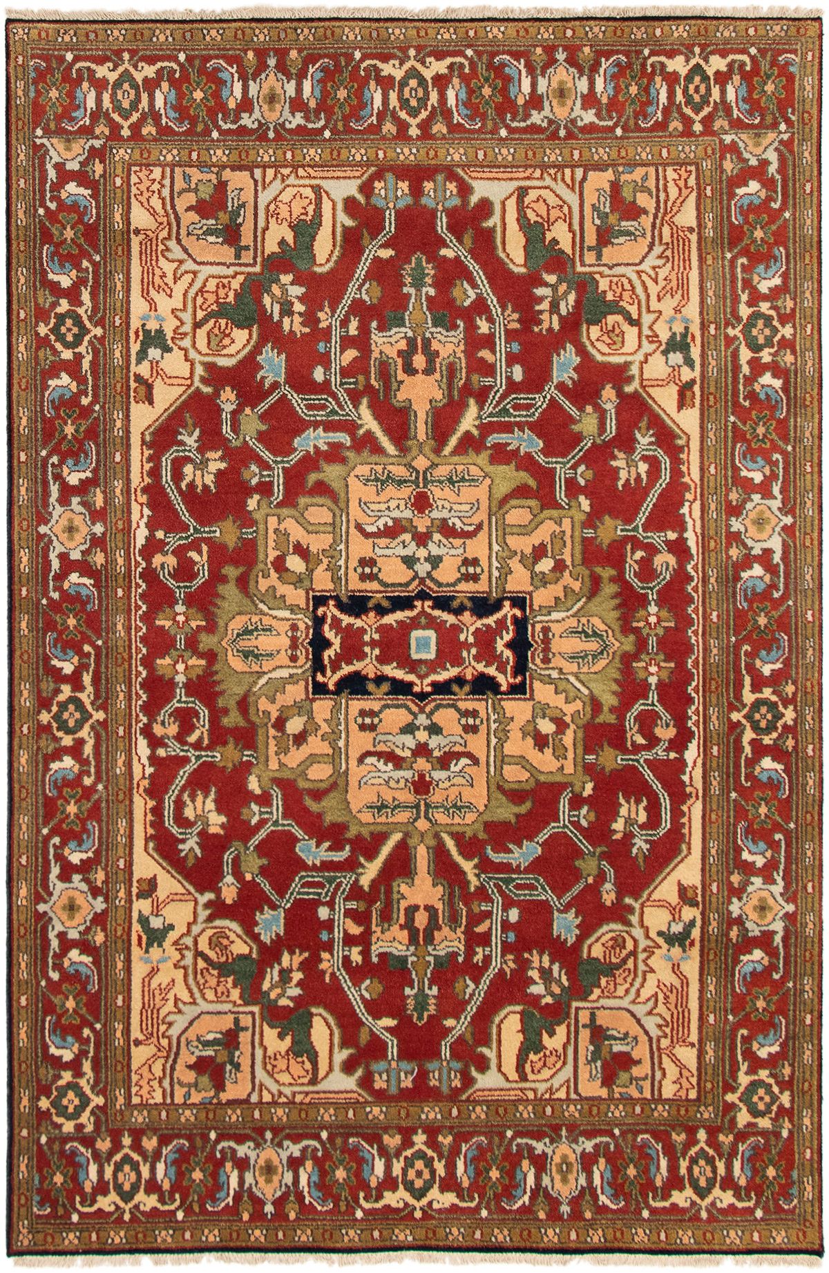 Hand-knotted Serapi Heritage Dark Red Wool Rug 6'0" x 9'0"  Size: 6'0" x 9'0"  