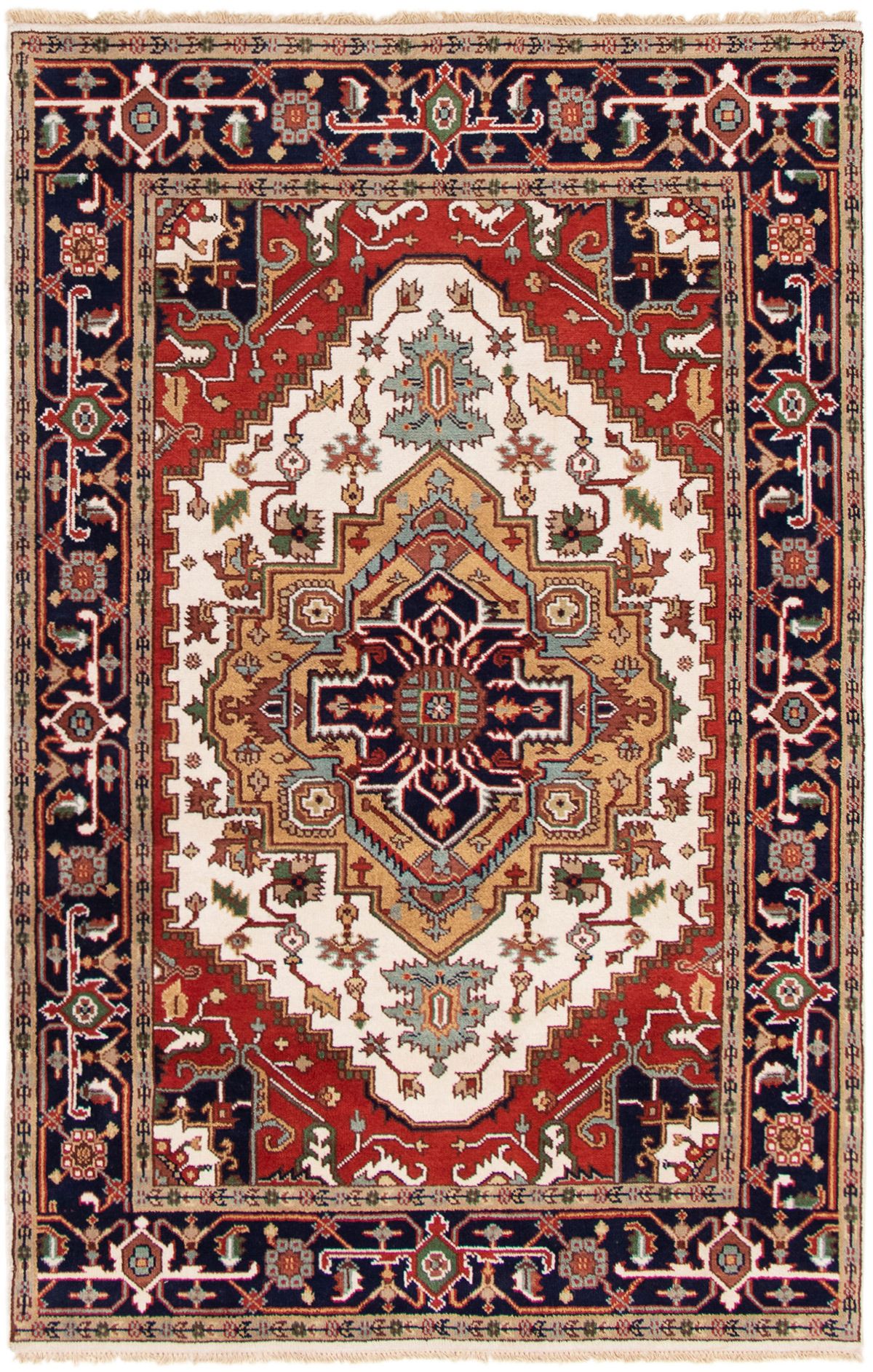 Hand-knotted Serapi Heritage Cream Wool Rug 5'10" x 9'0"  Size: 5'10" x 9'0"  