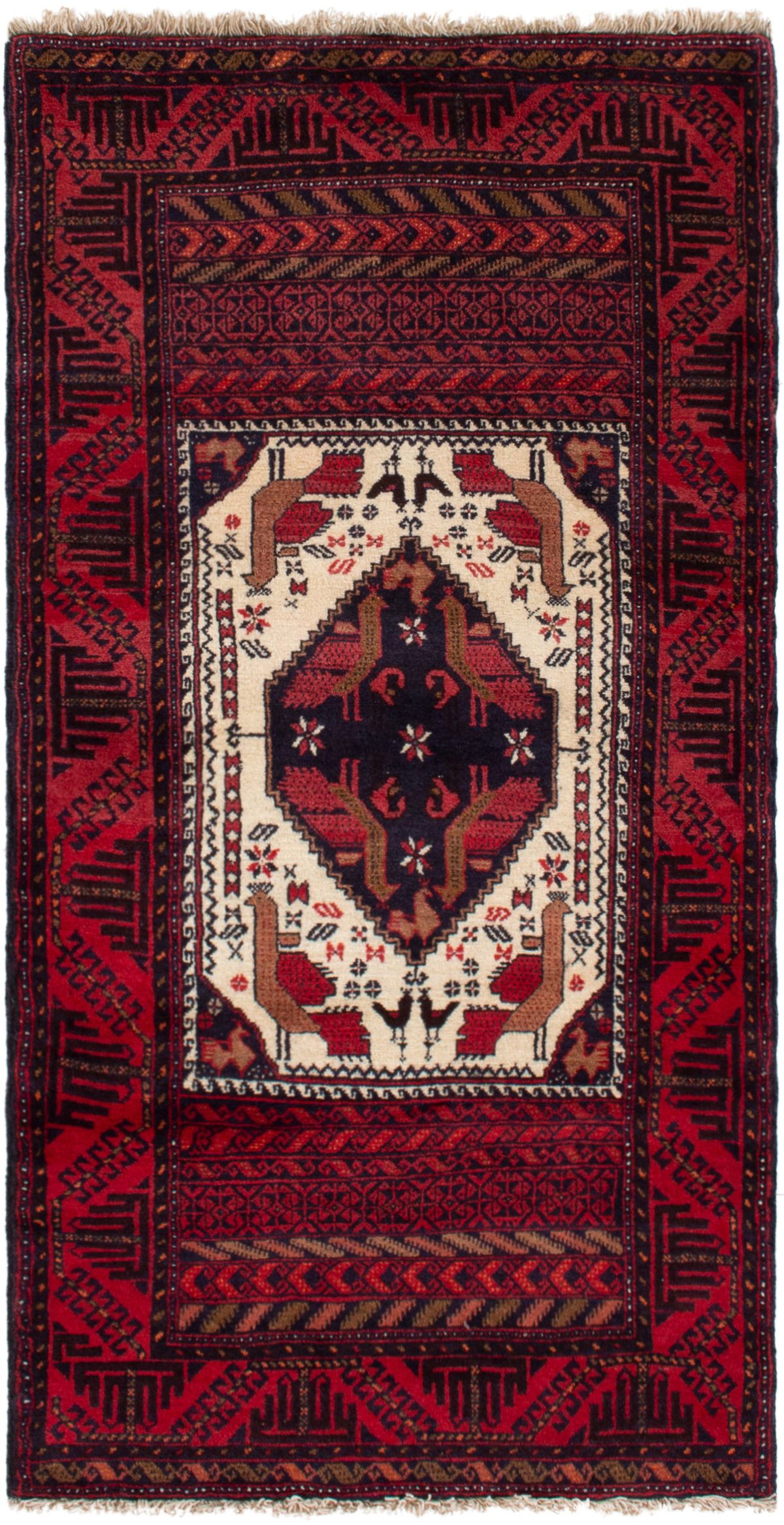 Hand-knotted Finest Baluch  Wool Rug 2'9" x 5'6" Size: 2'9" x 5'6"  