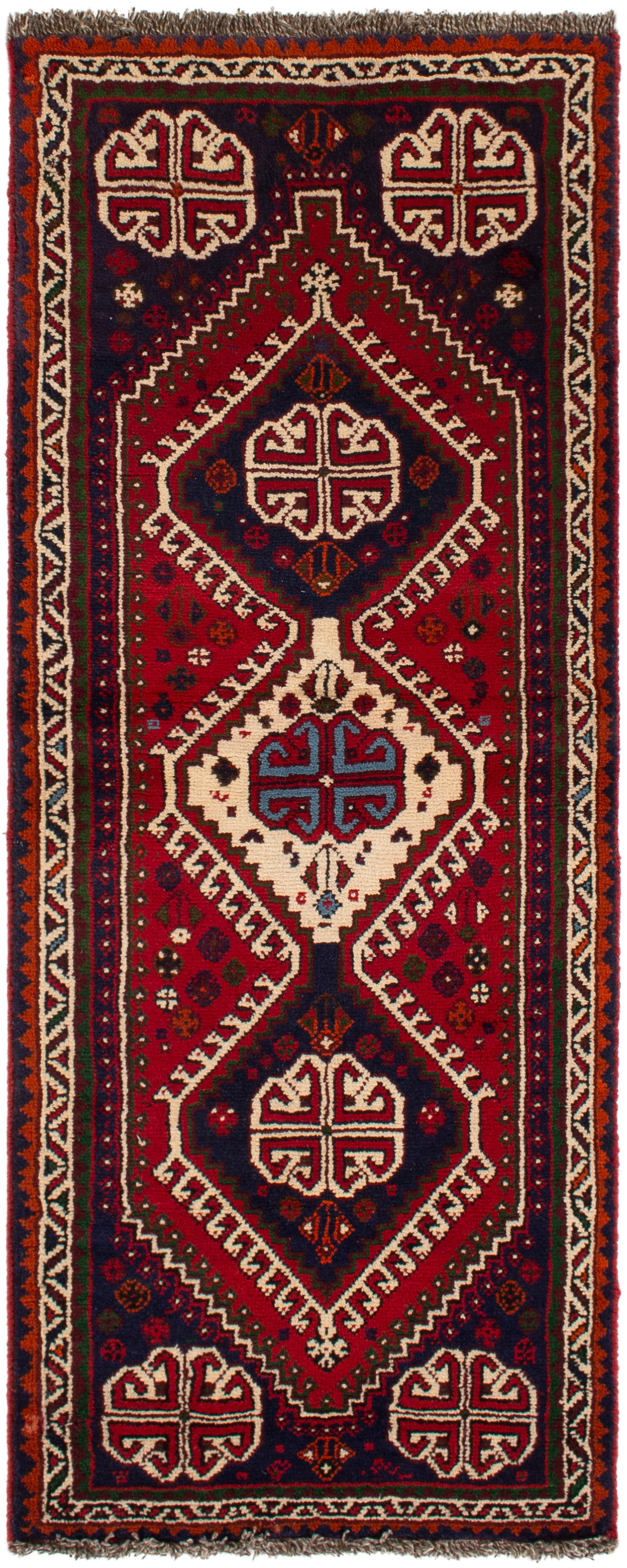 Hand-knotted Shiraz Qashqai  Wool Rug 2'4" x 6'0"  Size: 2'4" x 6'0"  