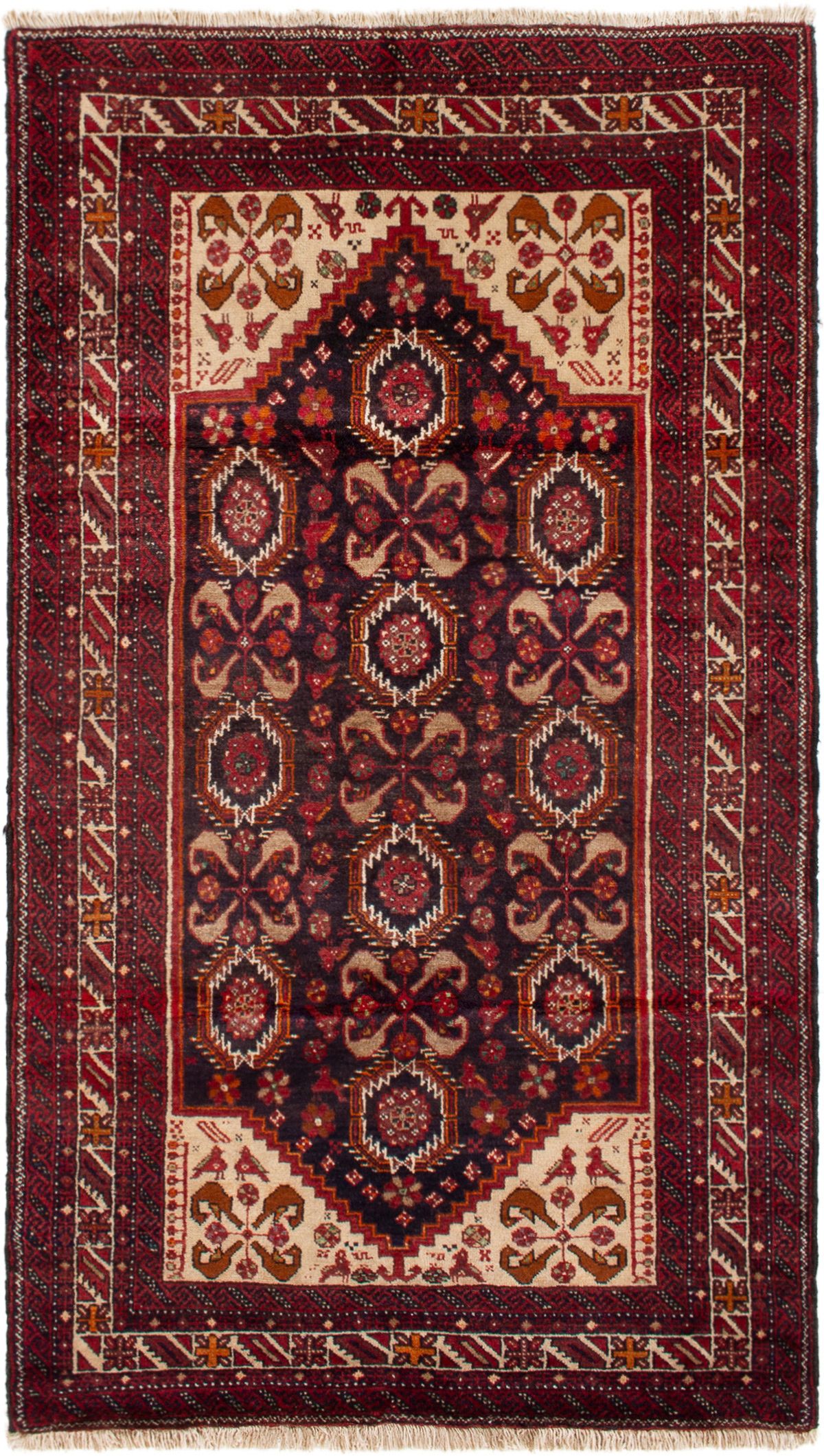Hand-knotted Finest Baluch  Wool Rug 3'6" x 6'4" Size: 3'6" x 6'4"  