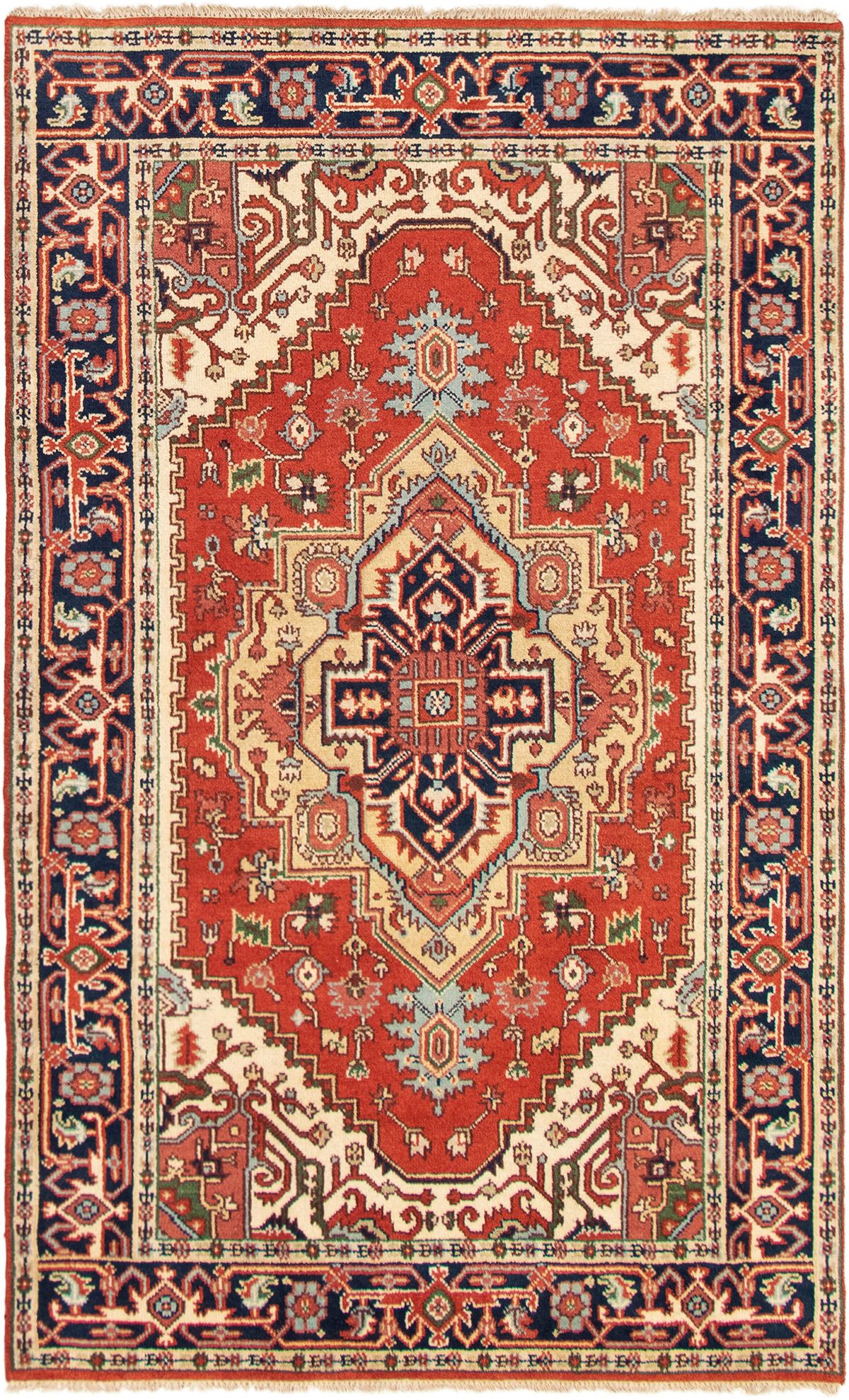 Hand-knotted Serapi Heritage Dark Copper Wool Rug 4'10" x 8'1"  Size: 4'10" x 8'1"  