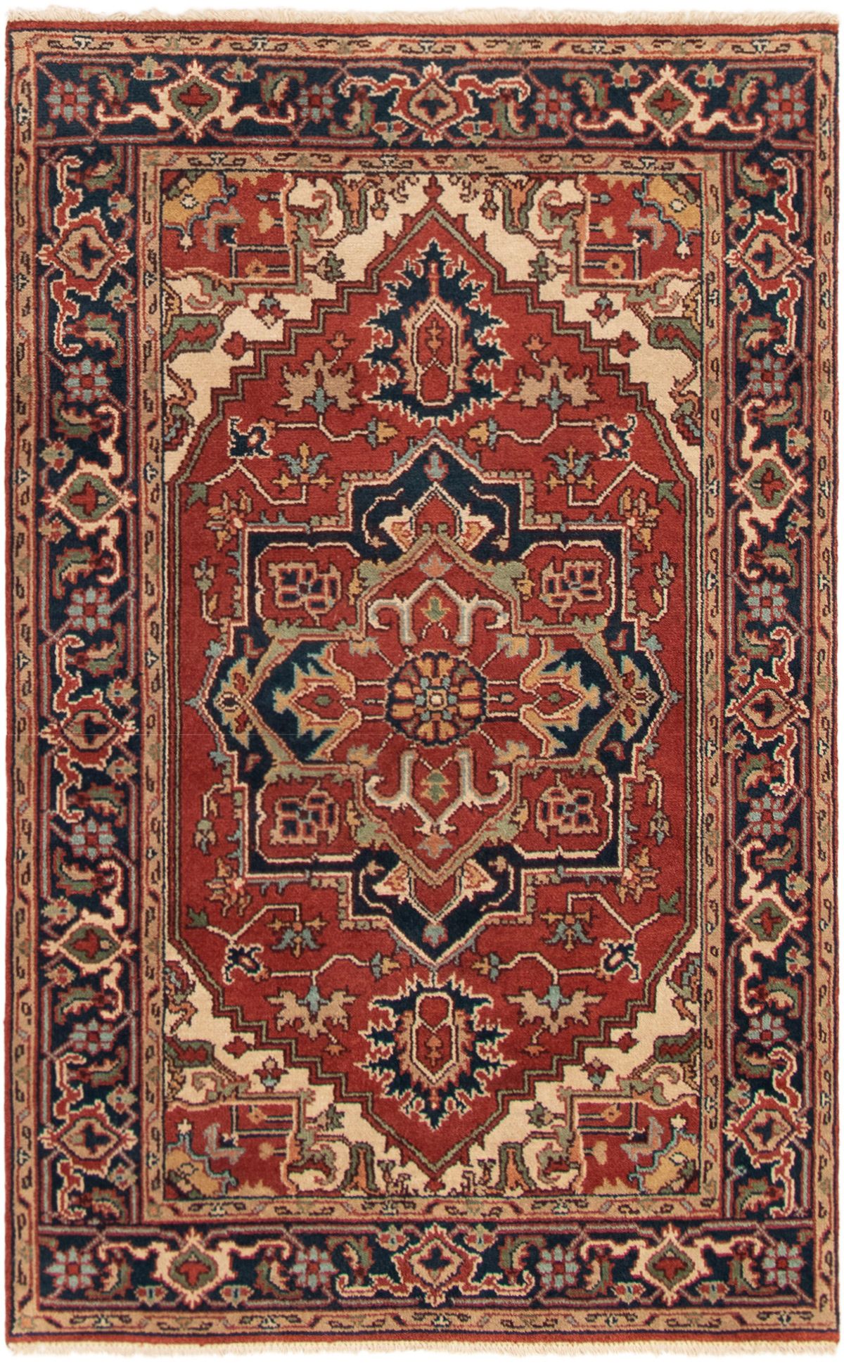 Hand-knotted Serapi Heritage Dark Red Wool Rug 4'9" x 7'10" Size: 4'9" x 7'10"  