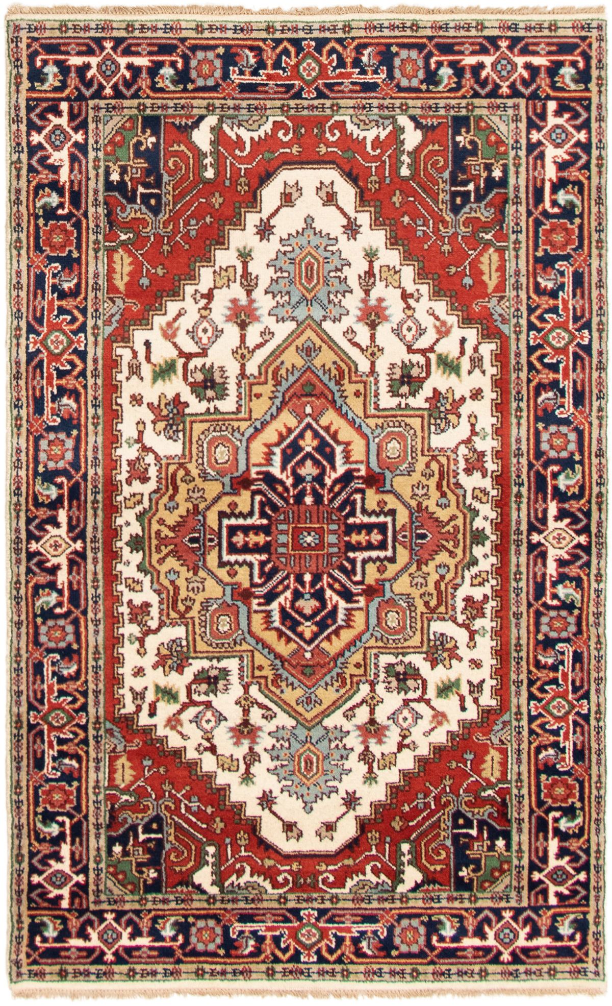 Hand-knotted Serapi Heritage Cream Wool Rug 4'8" x 7'9" Size: 4'8" x 7'9"  