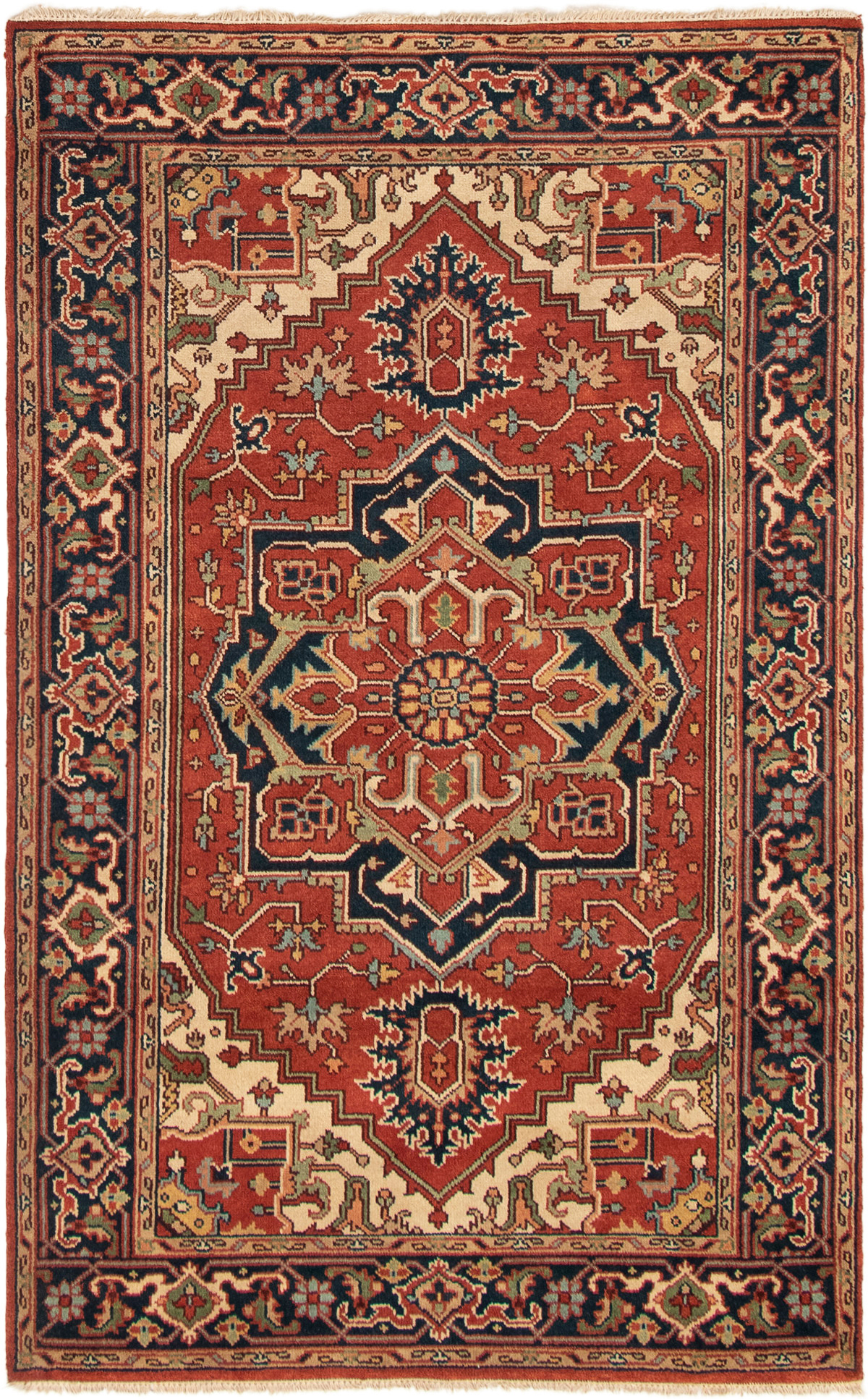 Hand-knotted Serapi Heritage Dark Copper Wool Rug 5'2" x 8'3" Size: 5'2" x 8'3"  