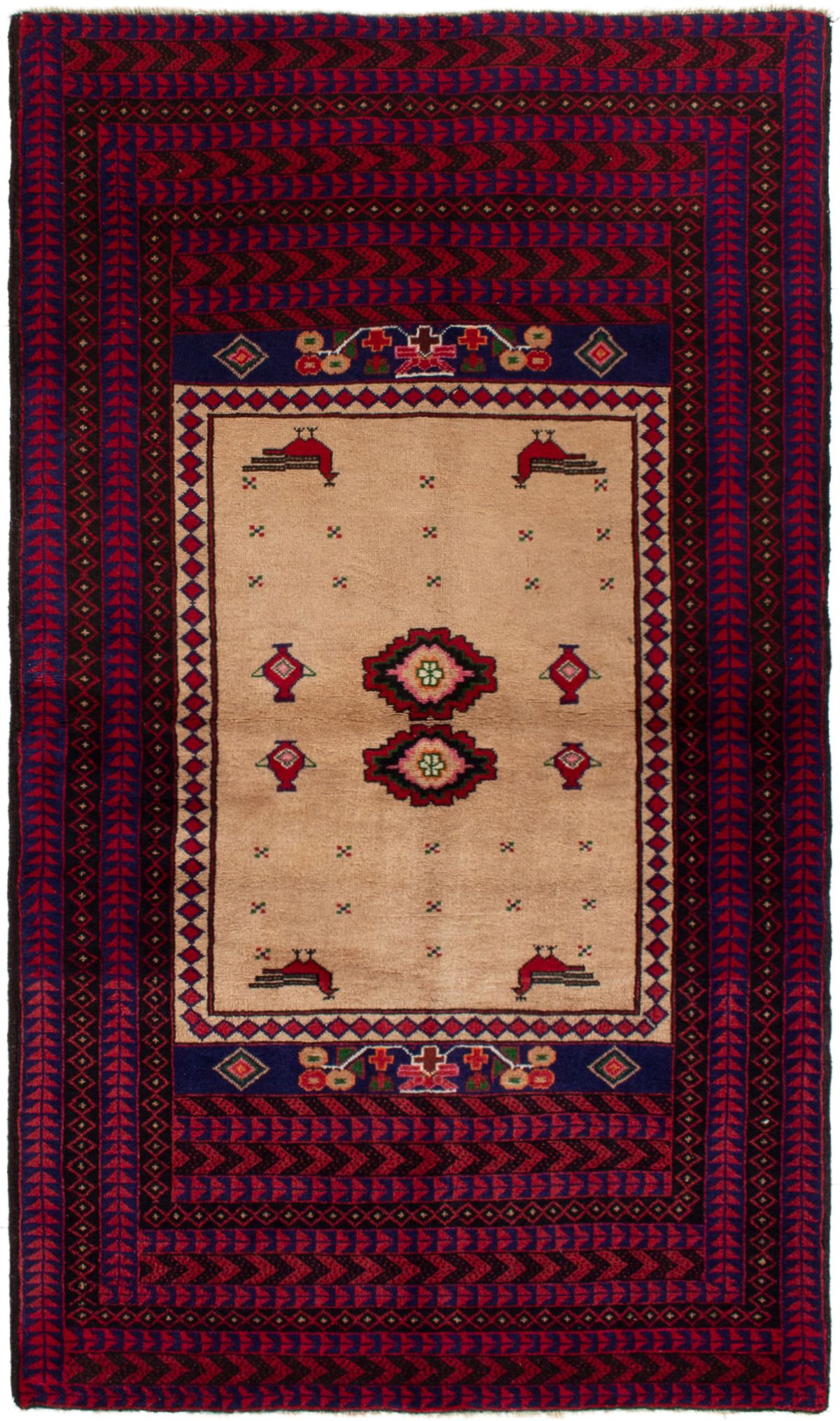 Hand-knotted Finest Baluch  Wool Rug 3'7" x 6'4"  Size: 3'7" x 6'4"  