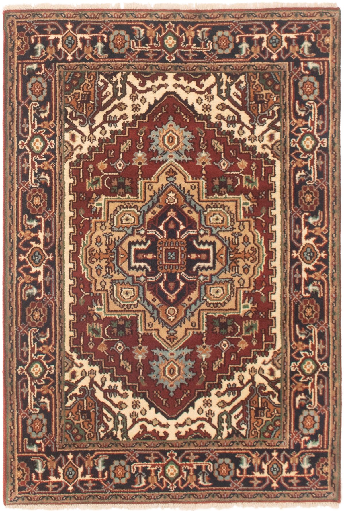 Hand-knotted Serapi Heritage Dark Copper Wool Rug 4'0" x 5'11"  Size: 4'0" x 5'11"  