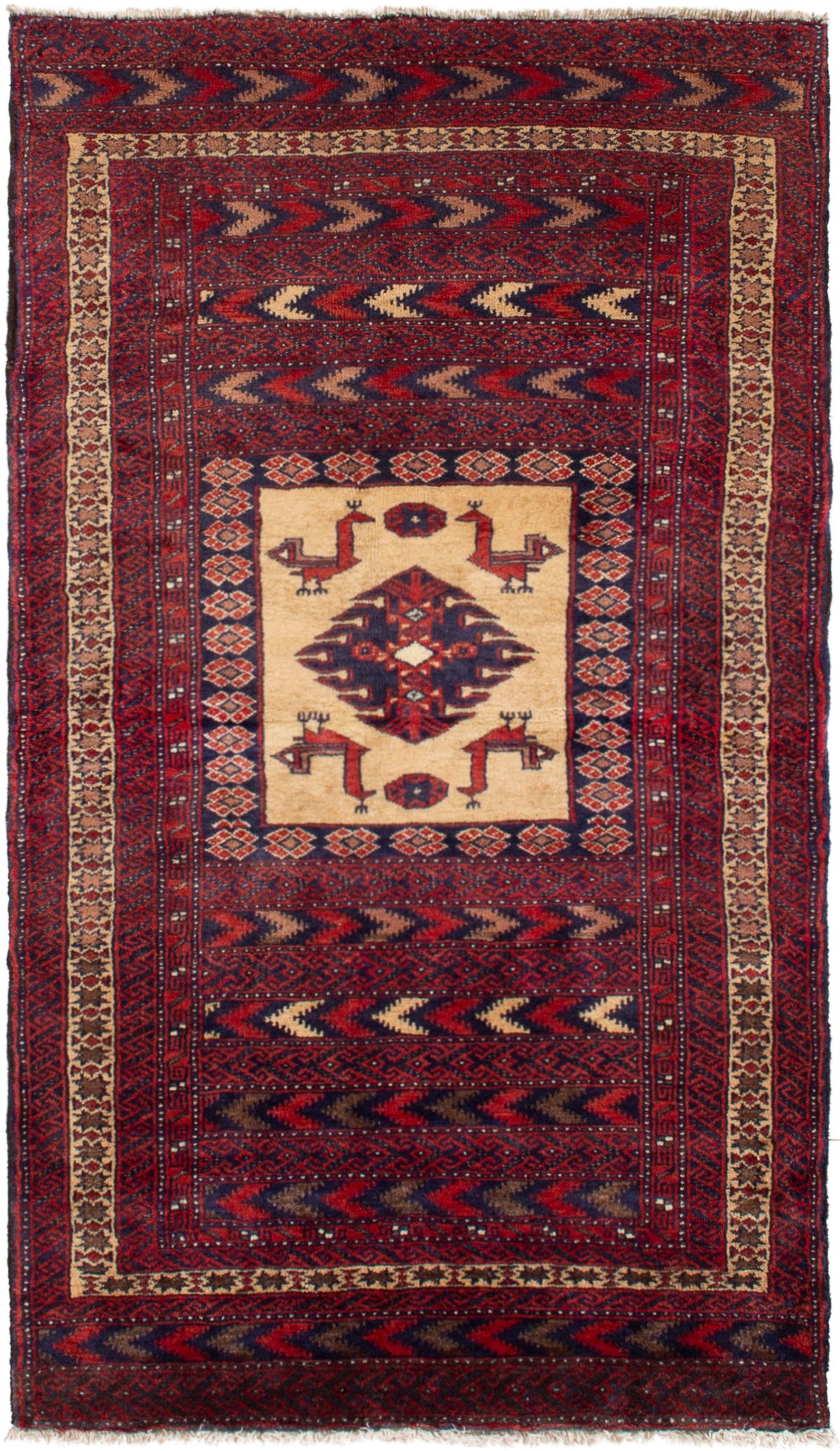 Hand-knotted Finest Baluch  Wool Rug 2'11" x 5'3" Size: 2'11" x 5'3"  