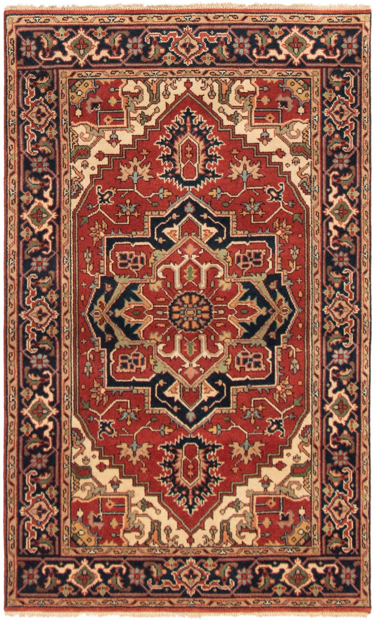 Hand-knotted Serapi Heritage Dark Red Wool Rug 4'10" x 7'11" Size: 4'10" x 7'11"  