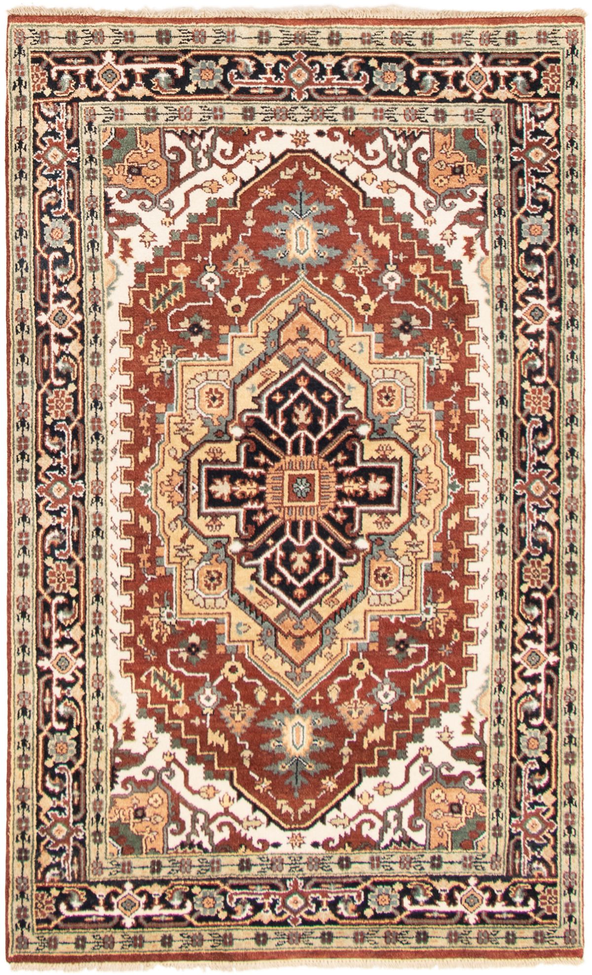 Hand-knotted Serapi Heritage Dark Brown Wool Rug 4'10" x 8'0" Size: 4'10" x 8'0"  