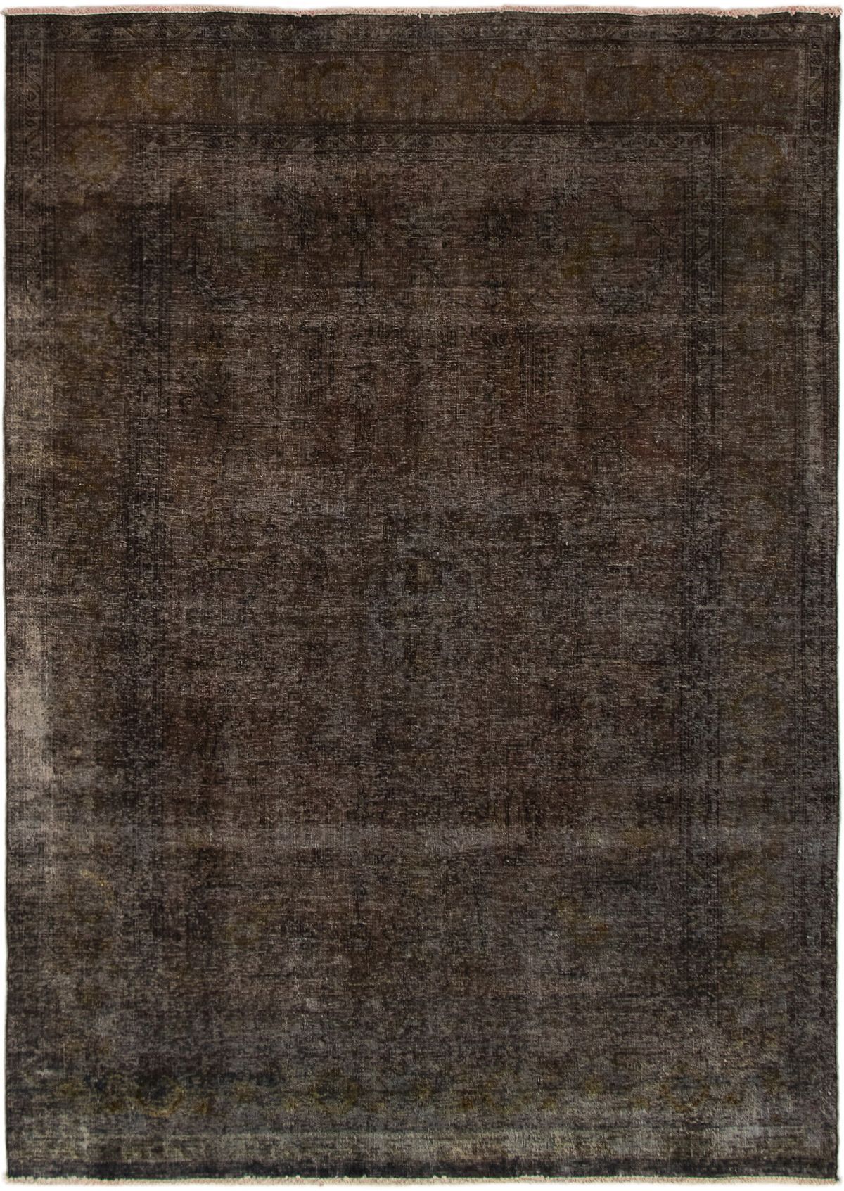 Hand-knotted Color Transition Dark Brown Wool Rug 6'7" x 9'3" Size: 6'7" x 9'3"  