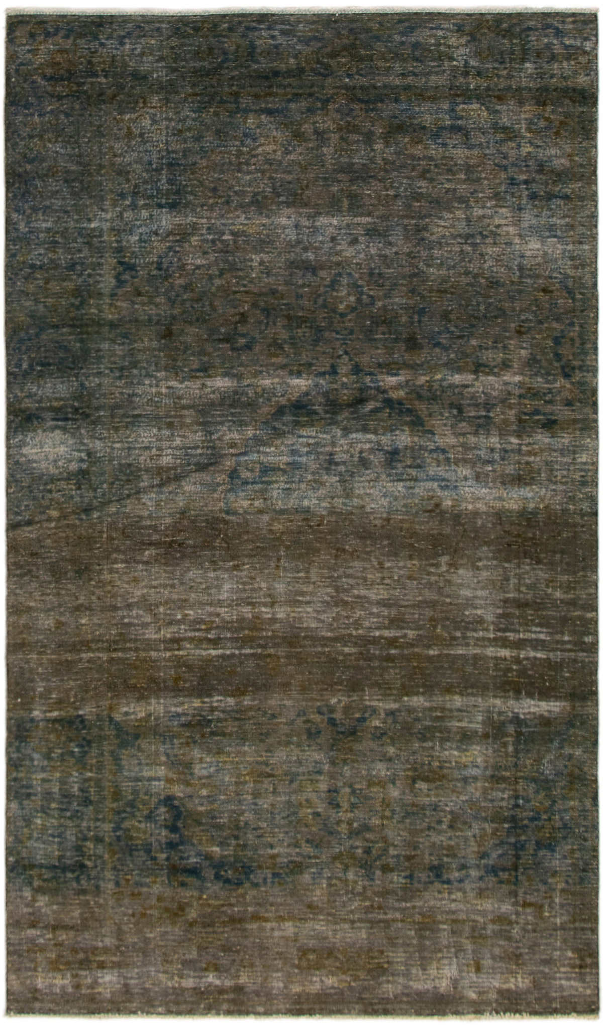 Hand-knotted Color Transition Brown, Dark Navy Wool Rug 5'7" x 9'7" Size: 5'7" x 9'7"  