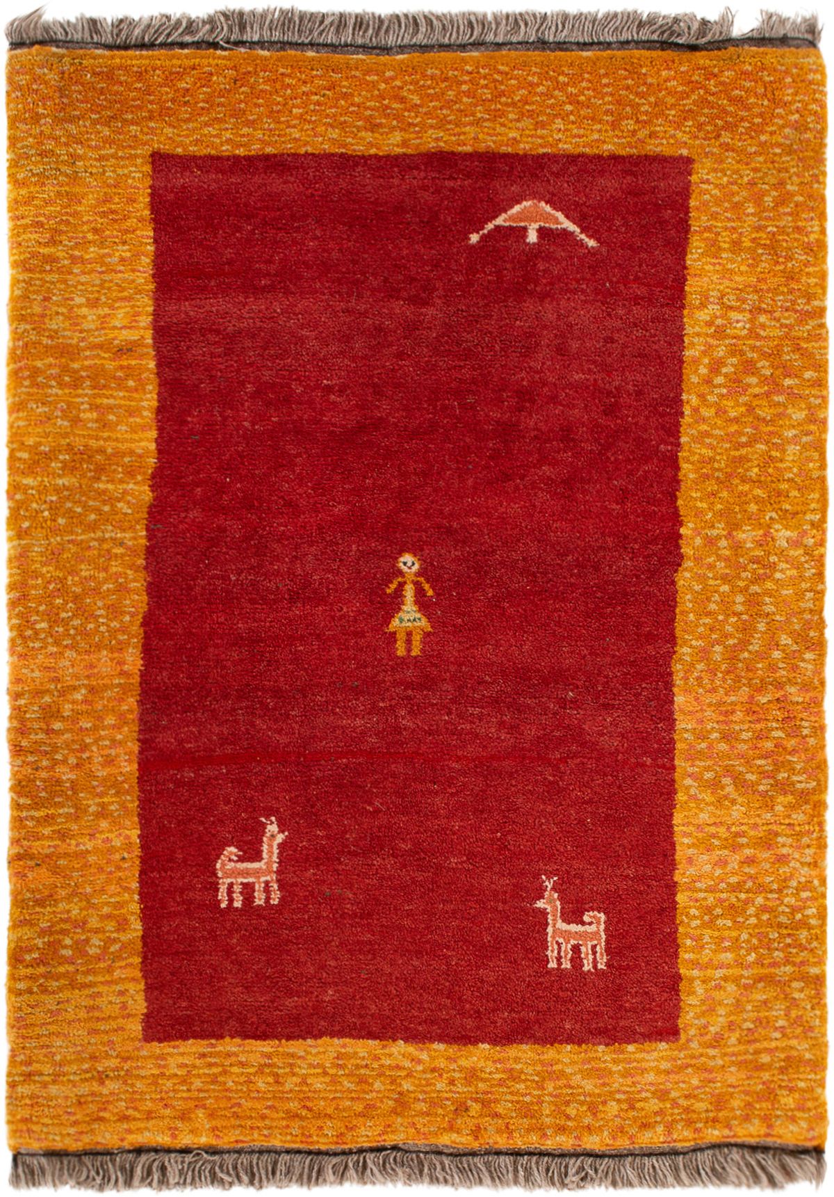 Hand-knotted Persian Gabbeh  Wool Rug 3'3" x 4'6" Size: 3'3" x 4'6"  