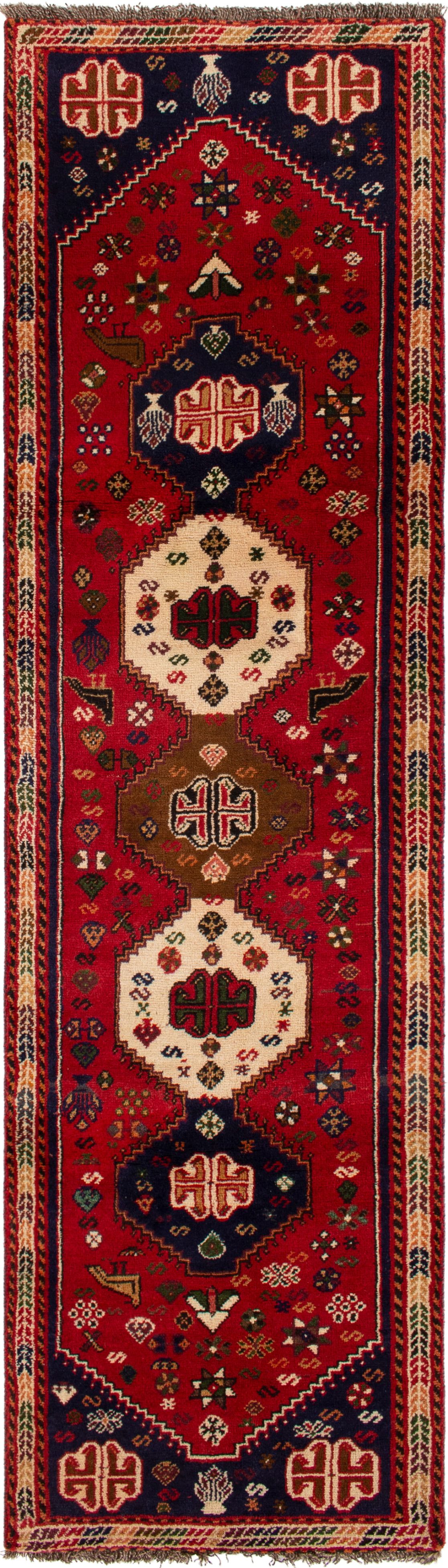 Hand-knotted Shiraz  Wool Rug 2'6" x 9'3"  Size: 2'6" x 9'3"  