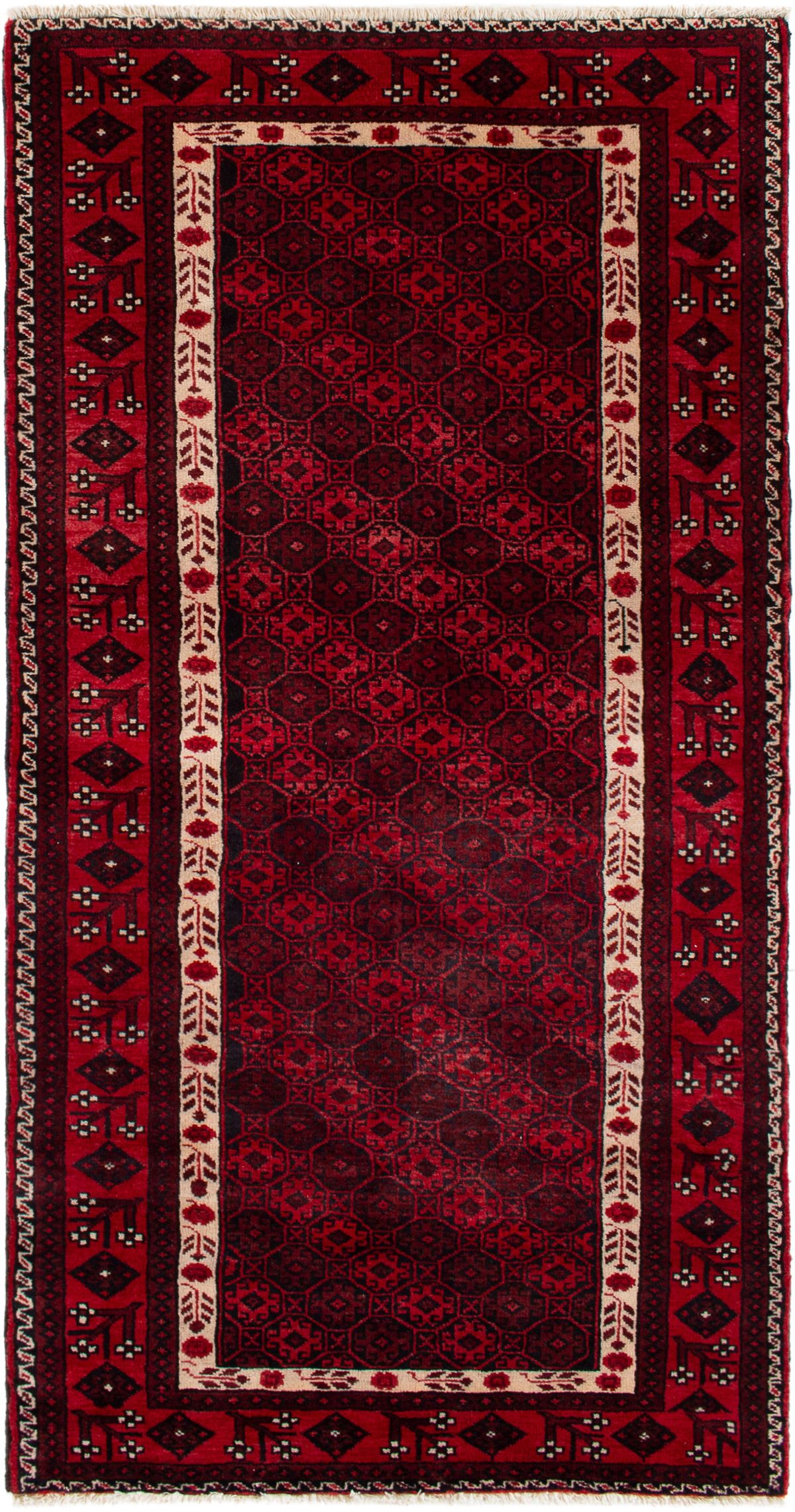 Hand-knotted Finest Baluch  Wool Rug 3'5" x 6'9" Size: 3'5" x 6'9"  