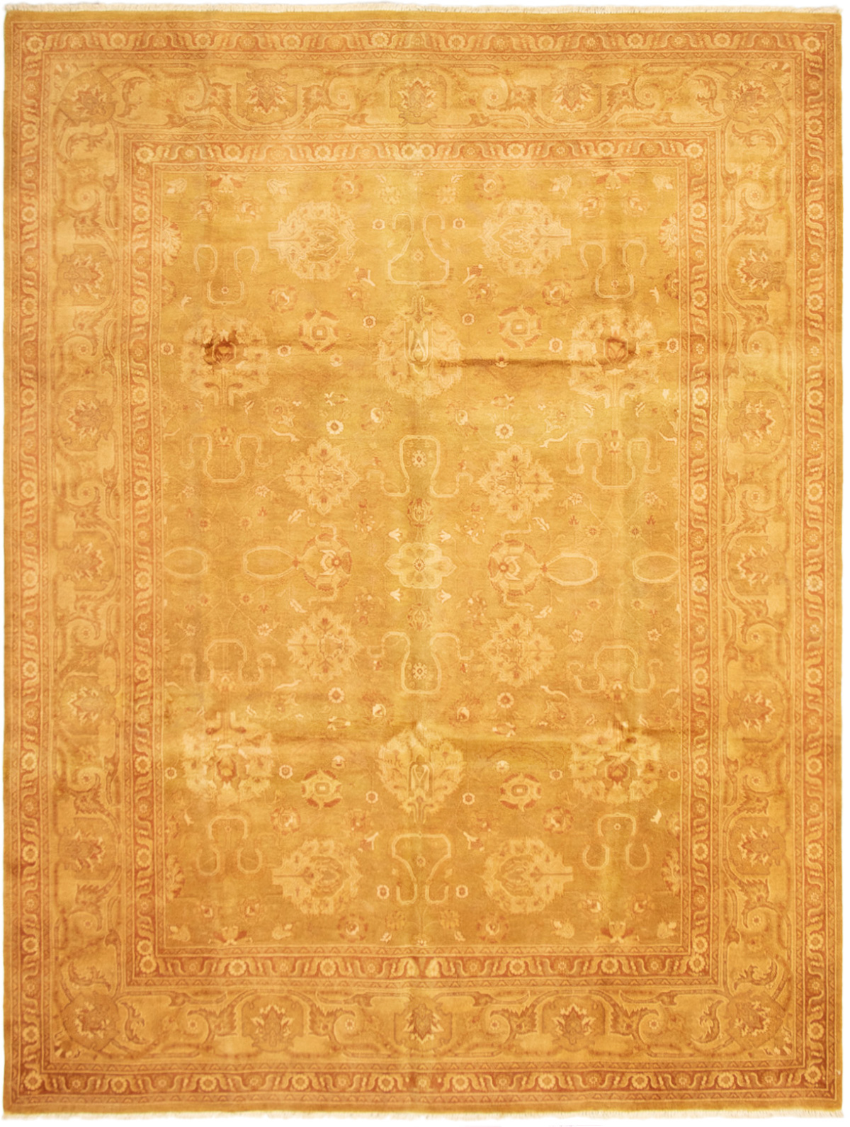 Hand-knotted Peshawar Oushak Light Brown Wool Rug 9'0" x 11'10" Size: 9'0" x 11'10"  