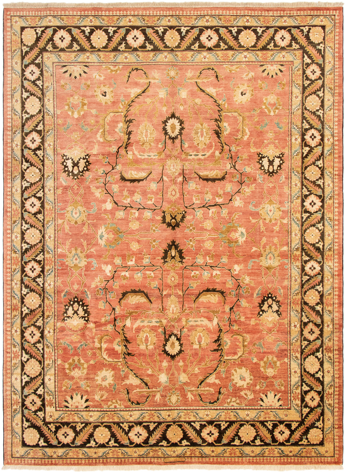 Hand-knotted Chobi Finest Salmon Wool Rug 9'0" x 12'2" Size: 9'0" x 12'2"  