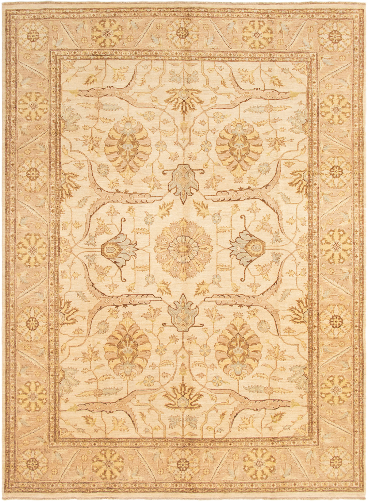 Hand-knotted Chobi Finest Cream Wool Rug 9'1" x 12'4" Size: 9'1" x 12'4"  
