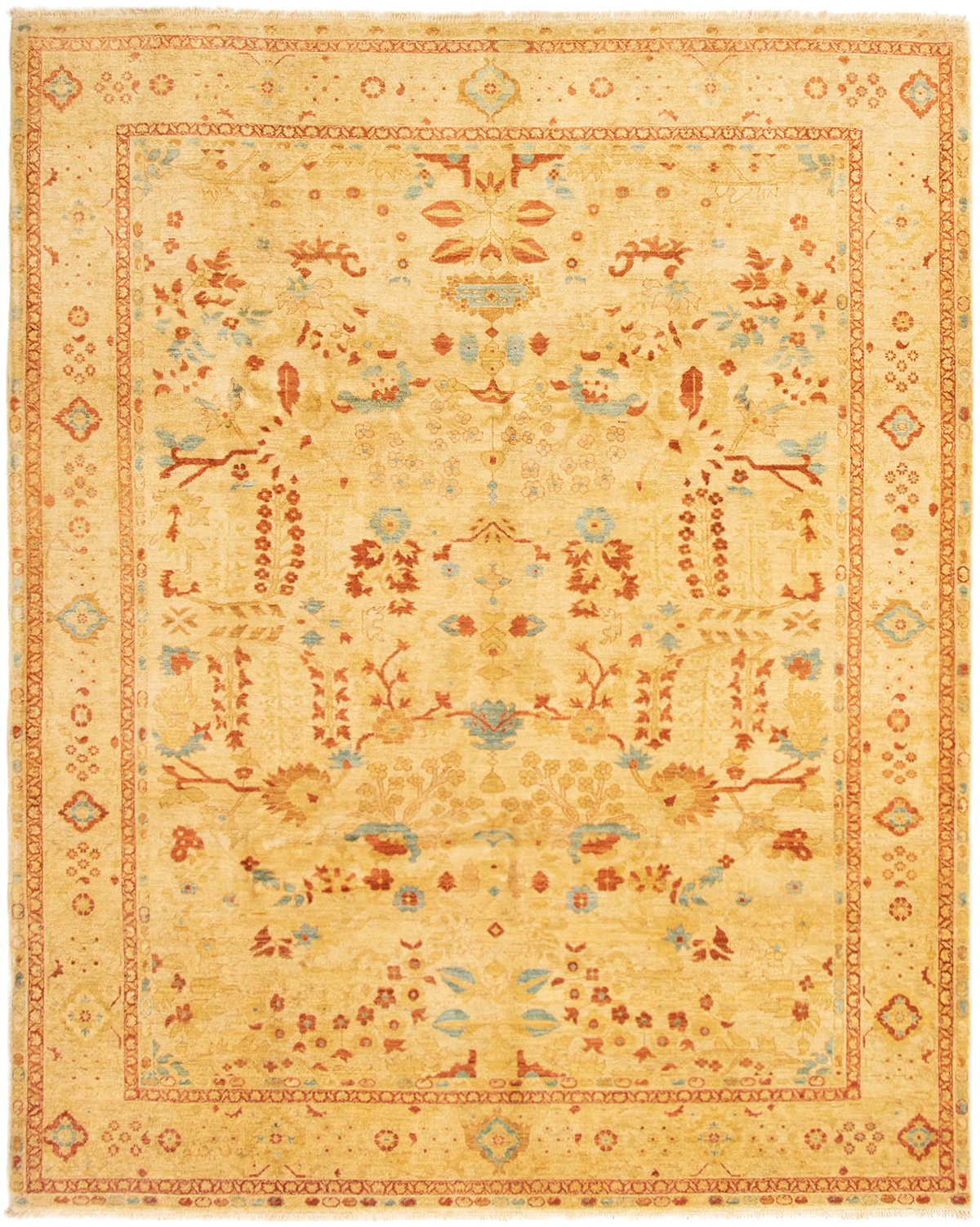 Hand-knotted Chobi Finest Ivory Wool Rug 9'5" x 11'7" Size: 9'5" x 11'7"  