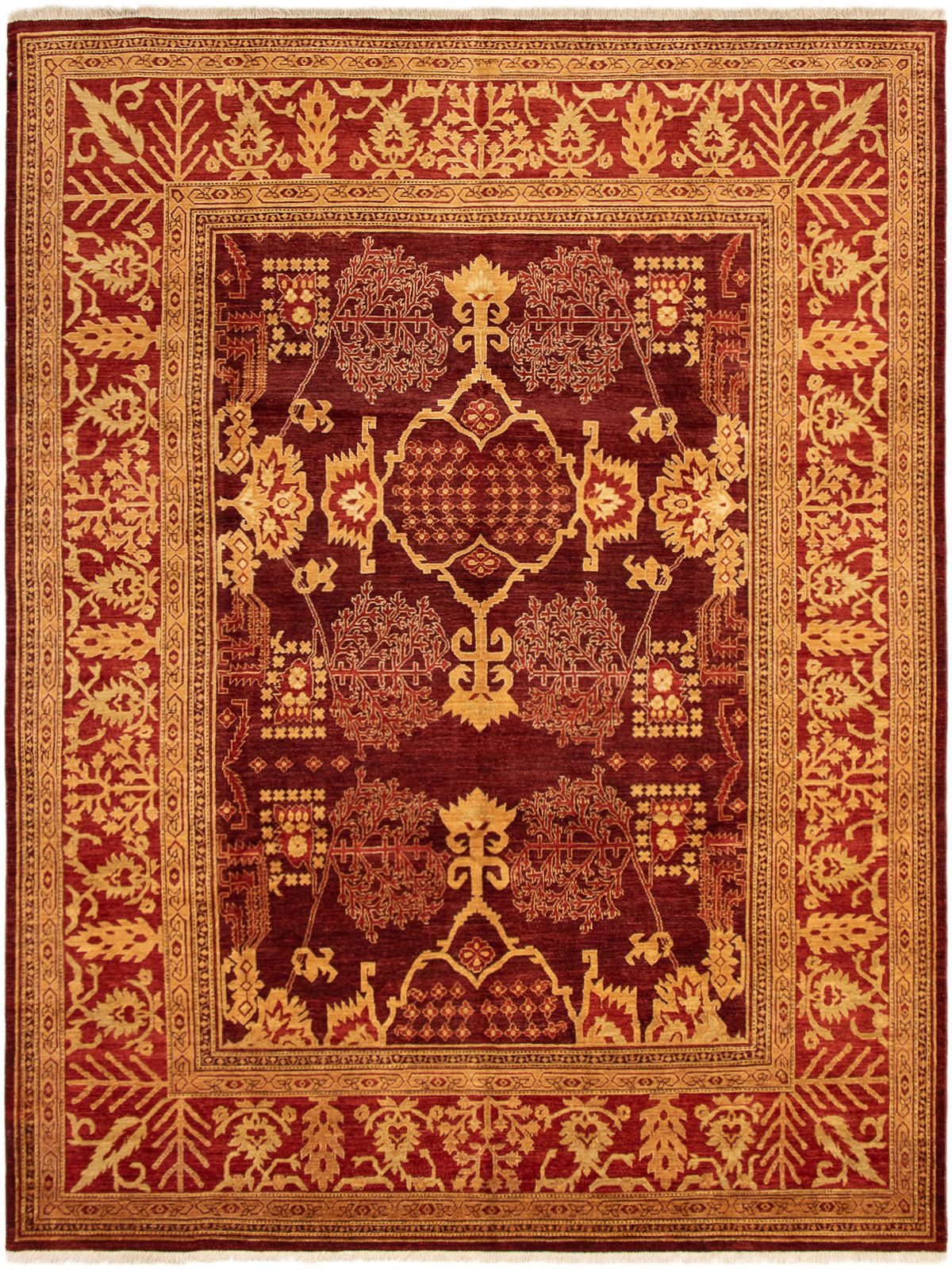 Hand-knotted Chobi Finest Dark Red Wool Rug 9'2" x 12'2" Size: 9'2" x 12'2"  