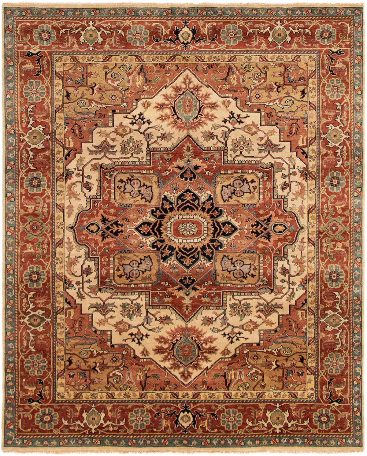 Hand-knotted Jules-Sultane Dark Copper, Ivory Wool Rug 8'0" x 9'11" Size: 8'0" x 9'11"  