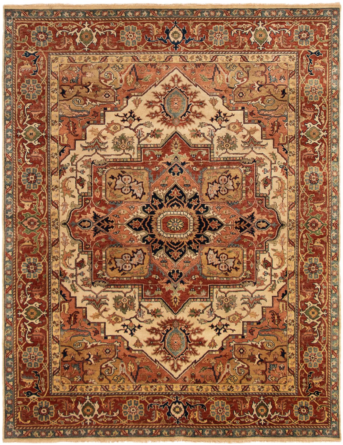 Hand-knotted Jules-Sultane Dark Copper, Ivory Wool Rug 7'10" x 10'0" Size: 7'10" x 10'0"  