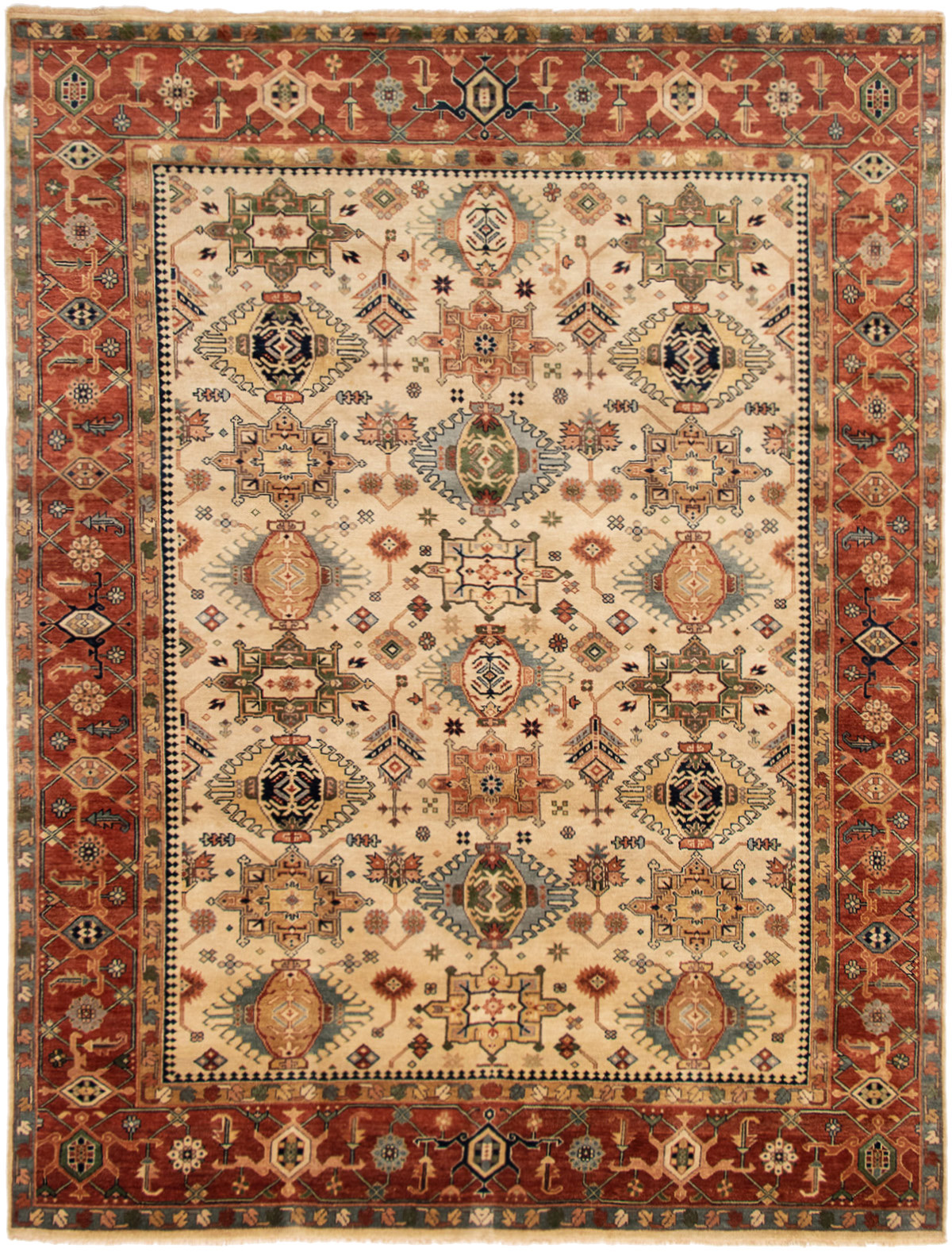 Hand-knotted Jules-Sultane Ivory Wool Rug 9'0" x 11'10"  Size: 9'0" x 11'10"  