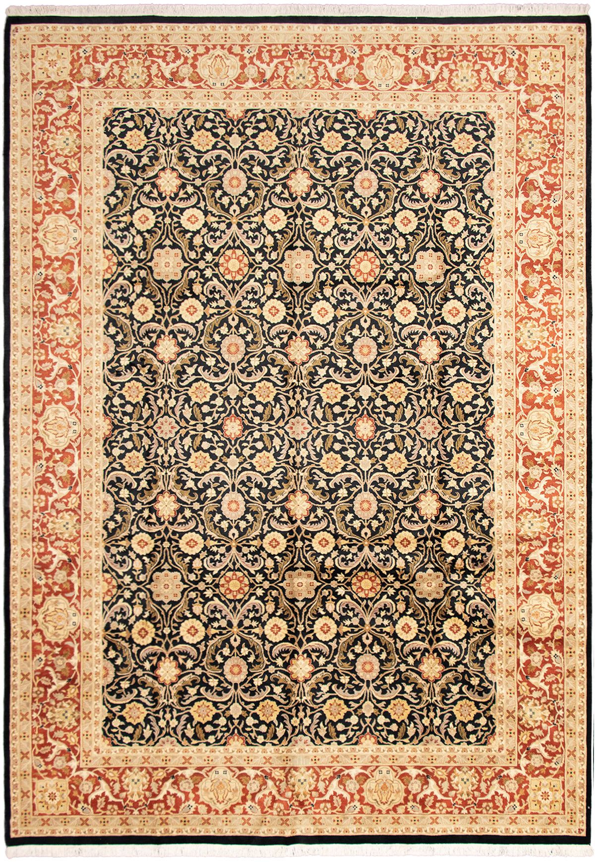 Hand-knotted Pako Persian 18/20 Black, Dark Copper Wool Rug 10'1" x 14'5" Size: 10'1" x 14'5"  