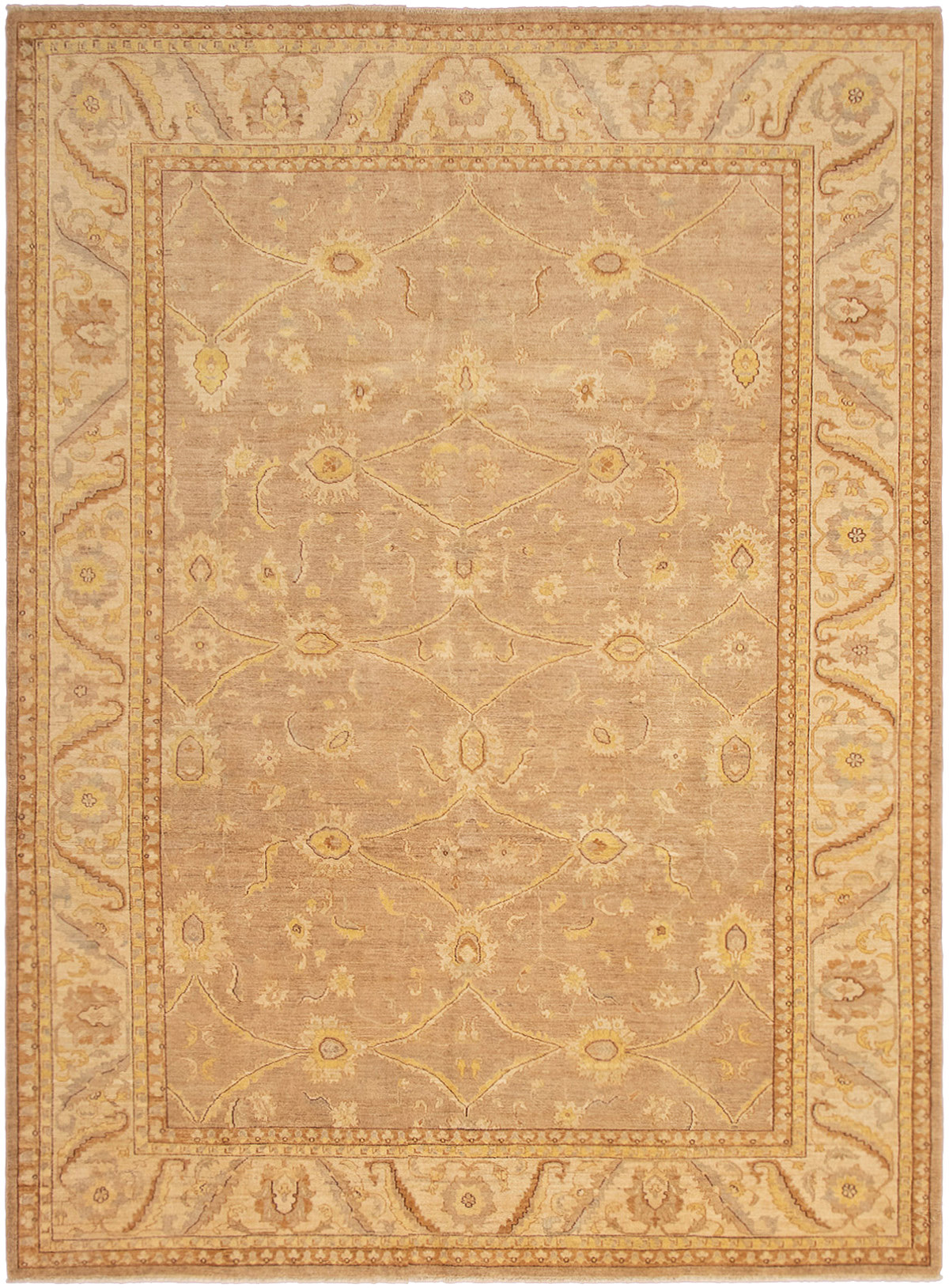 Hand-knotted Chobi Finest Tan Wool Rug 10'1" x 13'8" Size: 10'1" x 13'8"  