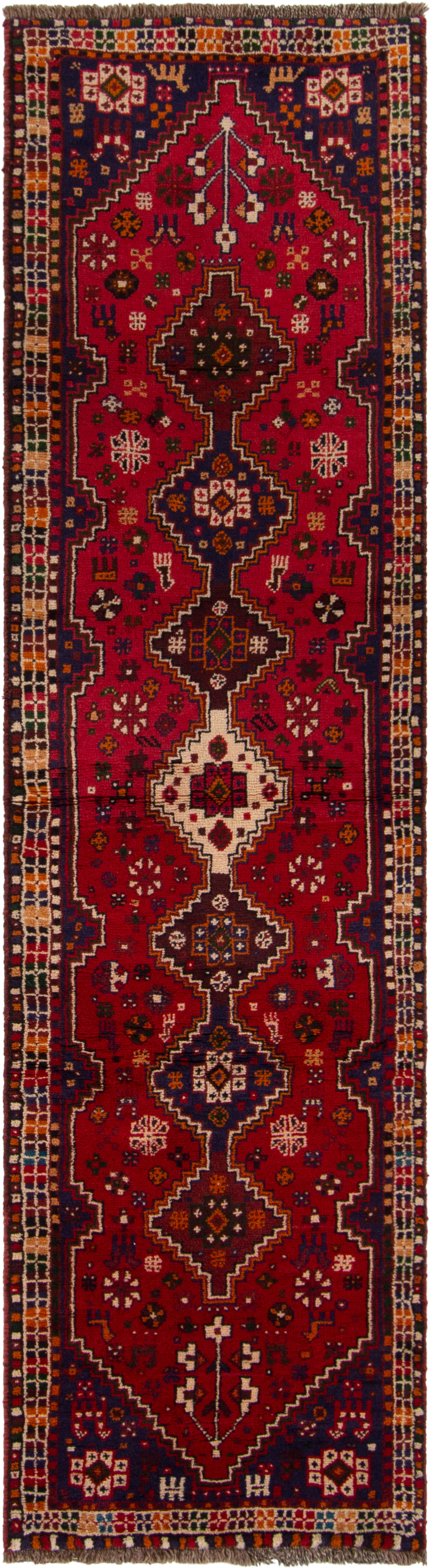 Hand-knotted Shiraz Qashqai  Wool Rug 2'4" x 9'3"  Size: 2'4" x 9'3"  