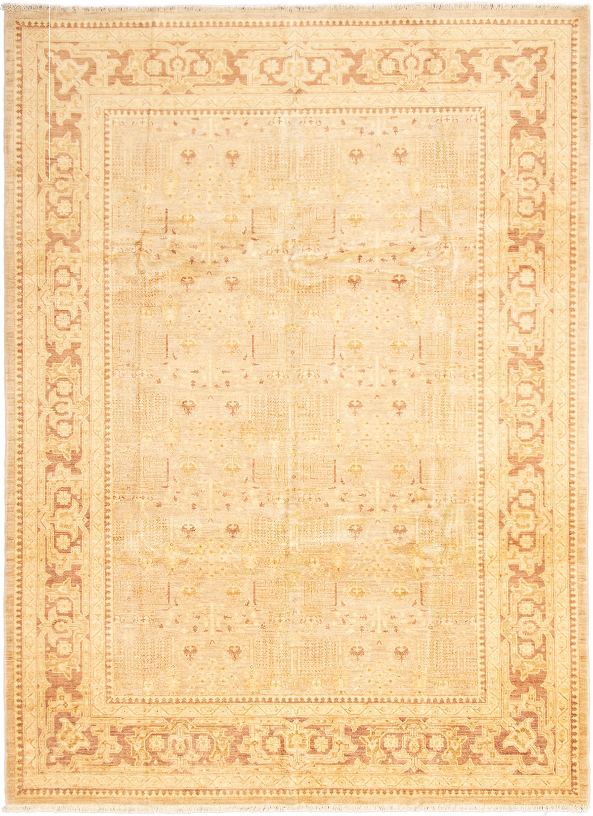Hand-knotted Peshawar Oushak Tan Wool Rug 9'10" x 13'6" Size: 9'10" x 13'6"  