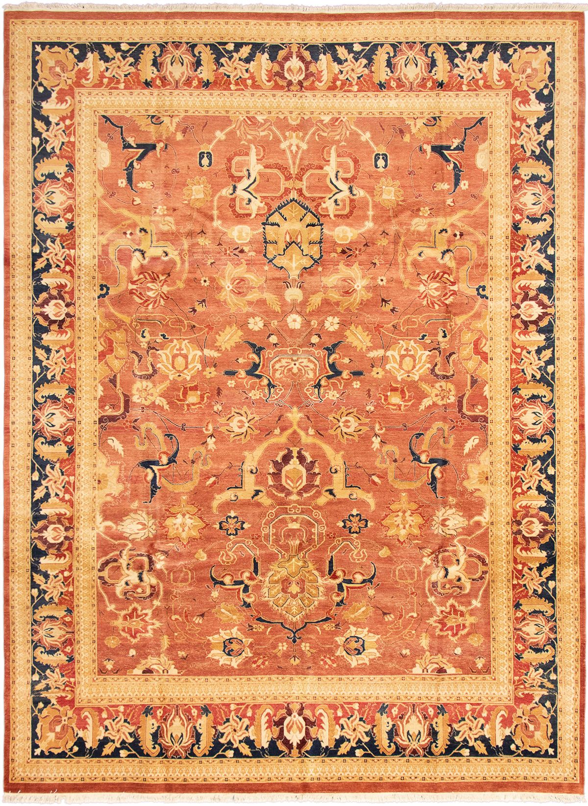 Hand-knotted Pako Persian 18/20 Copper Wool Rug 10'2" x 13'9" Size: 10'2" x 13'9"  