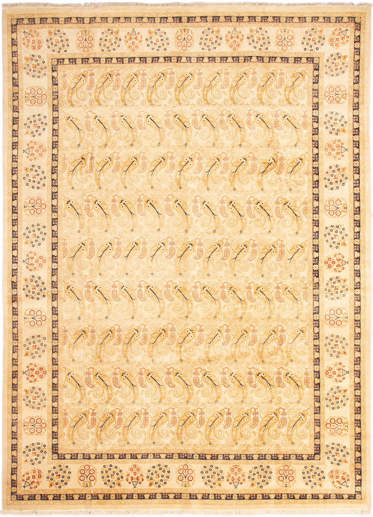 Hand-knotted Peshawar Finest Cream Wool Rug 10'0" x 13'8" Size: 10'0" x 13'8"  