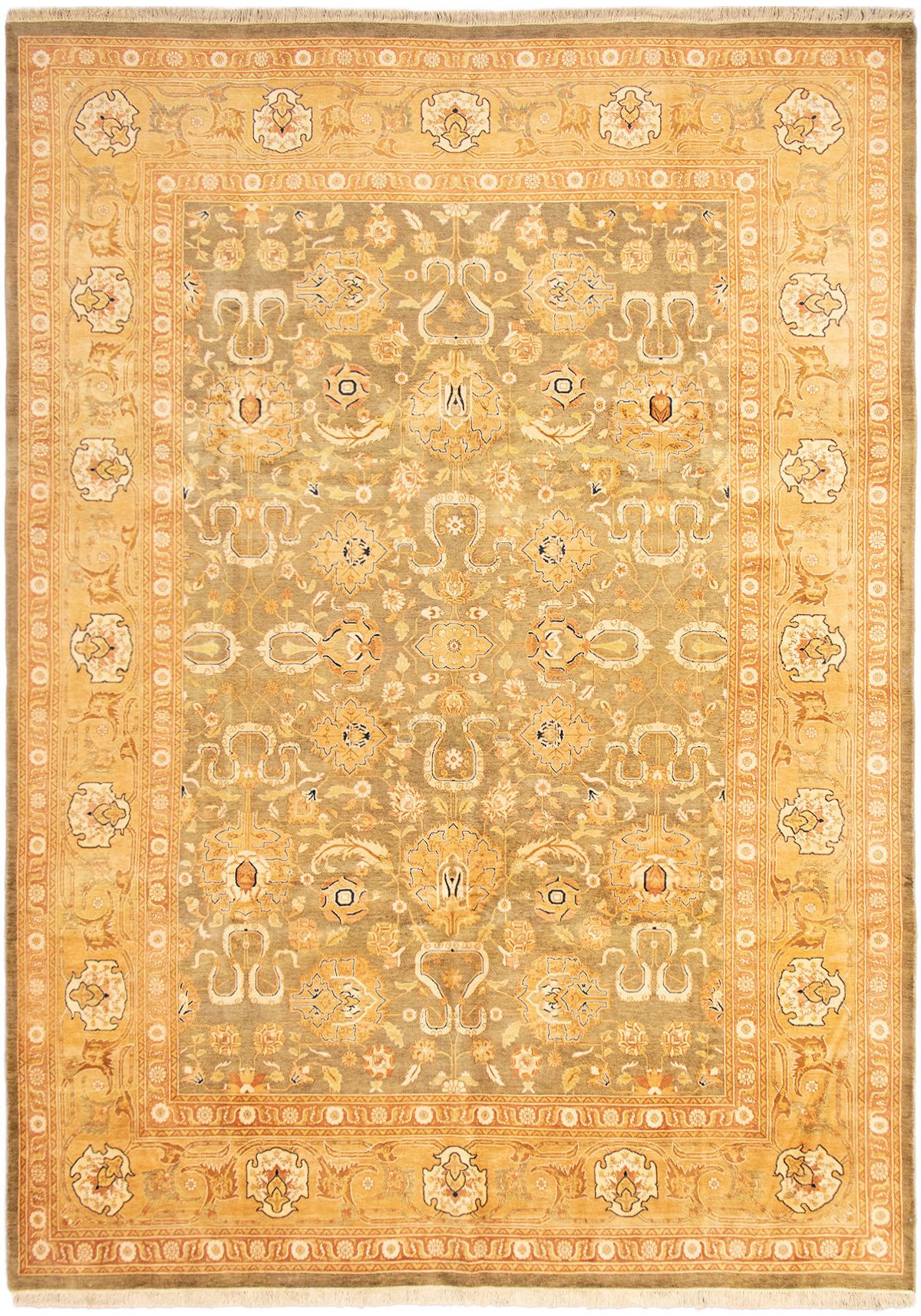 Hand-knotted Pako Persian 18/20 Olive Wool Rug 9'10" x 13'10" Size: 9'10" x 13'10"  