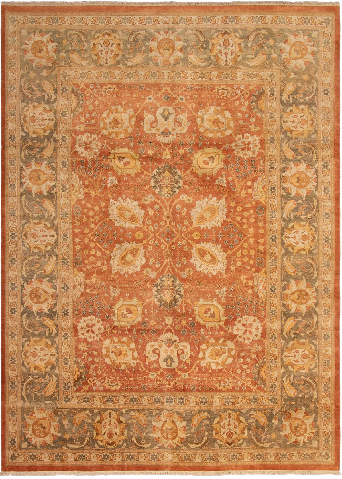 Hand-knotted Peshawar Oushak Copper Wool Rug 10'0" x 14'0" Size: 10'0" x 14'0"  
