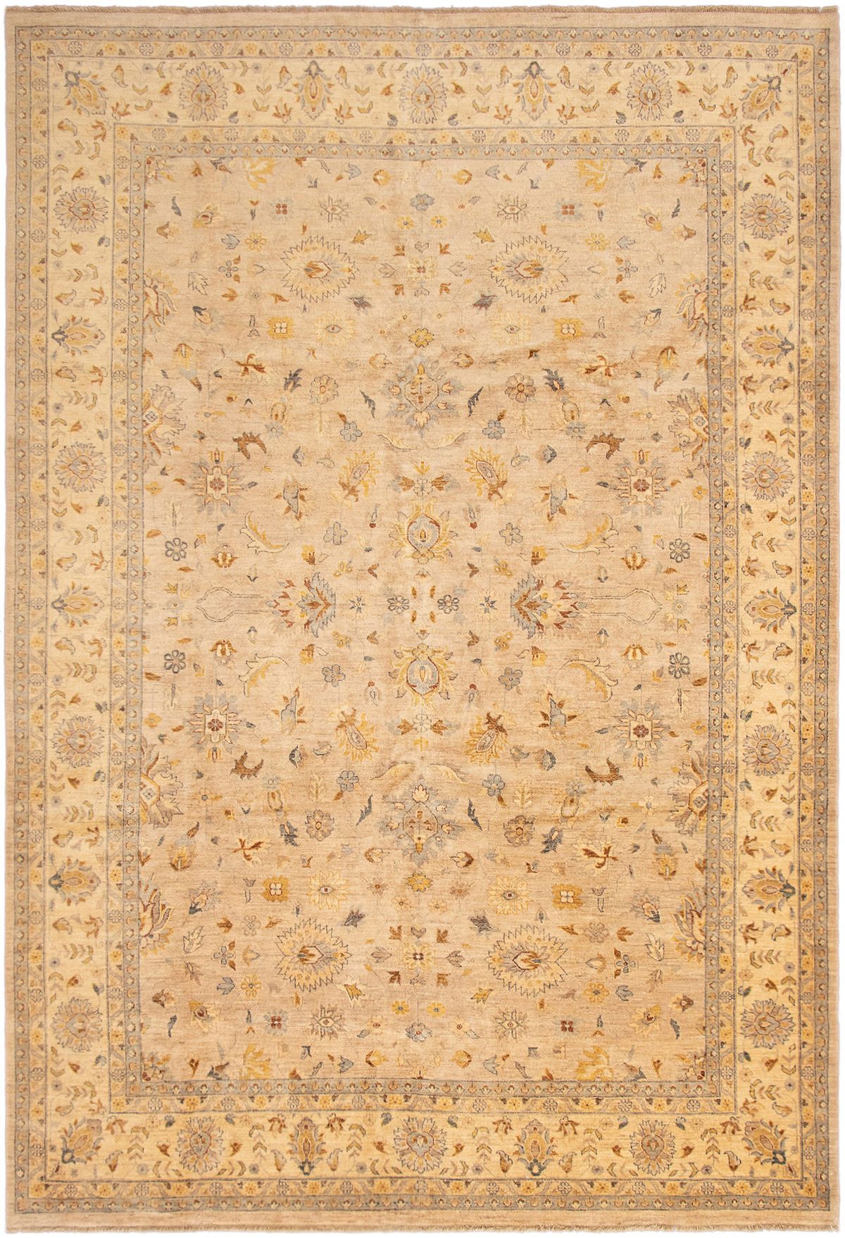 Hand-knotted Chobi Finest Tan Wool Rug 10'1" x 14'9" Size: 10'1" x 14'9"  