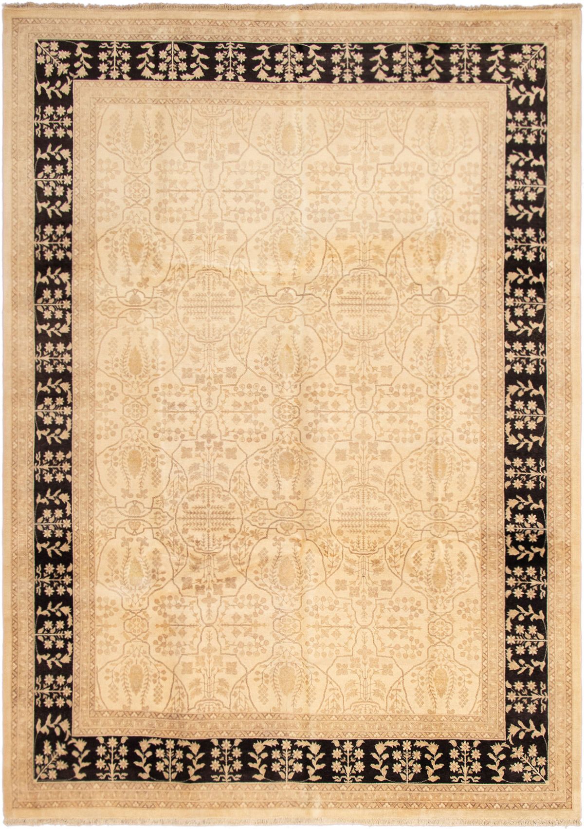 Hand-knotted Peshawar Oushak Ivory Wool Rug 10'2" x 14'4" Size: 10'2" x 14'4"  